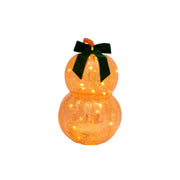 8.9" LED Glass Double Pumpkin with Velvet Bow Orange, Fall Harvest, Holiday Decor
