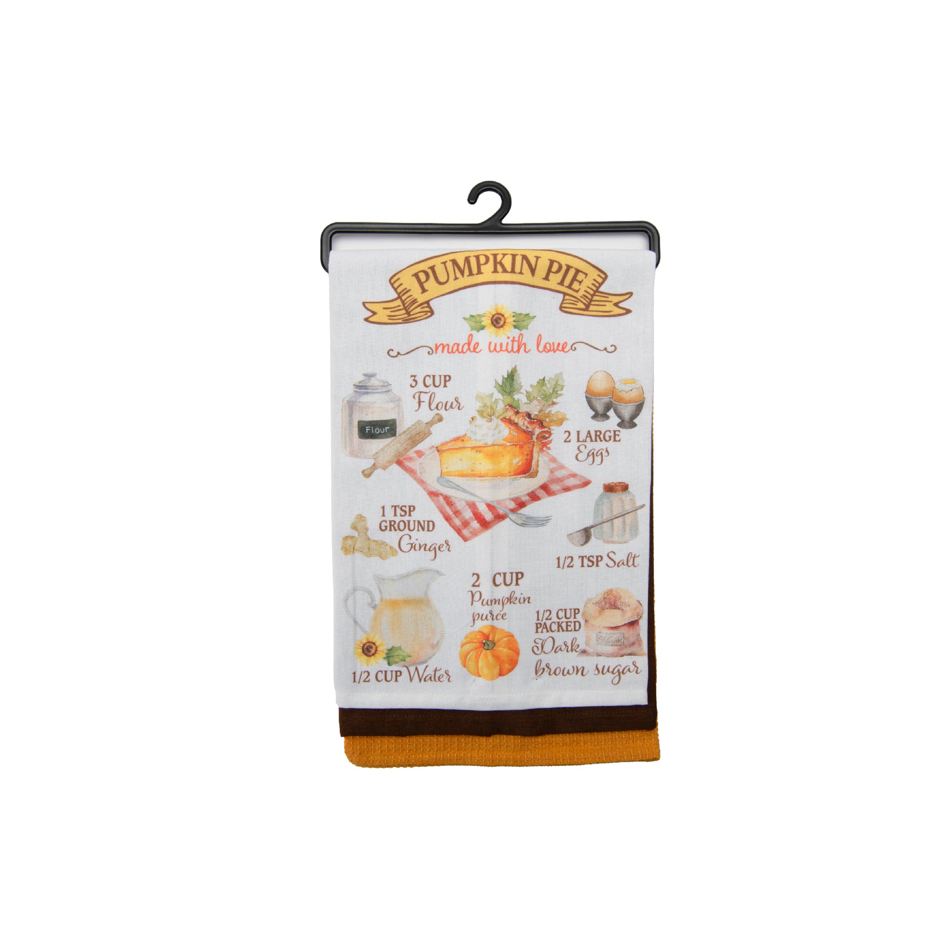 Kitchen Towel Set of 3 Piece Pumpkin Pie/Solid/Waffle, Fall Harvest, Kitchen Towel, Holiday Decor