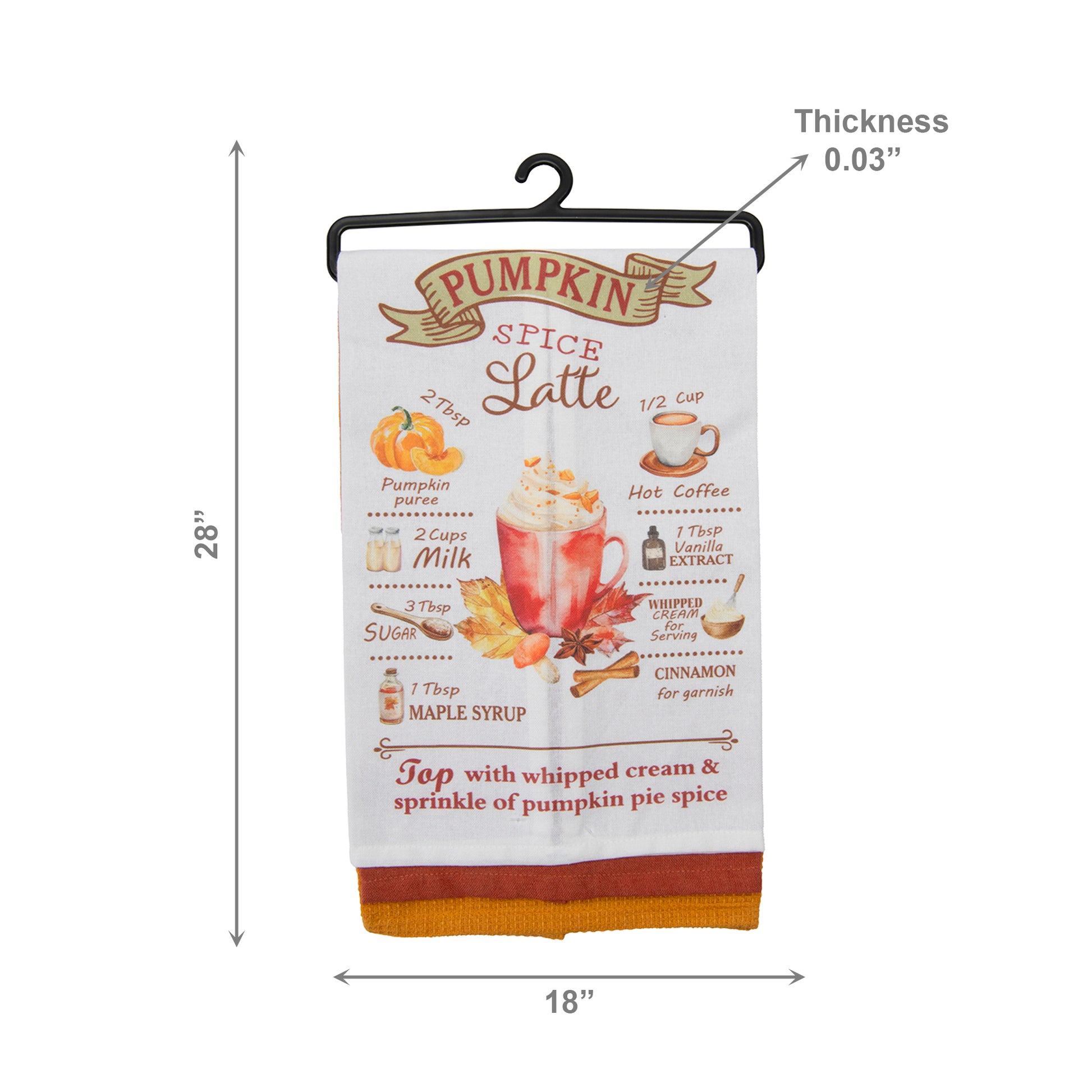 Kitchen Towel Set of 3 Piece Pumpkin Latte/Solid/Waffle, Fall Harvest, Kitchen Towel, Holiday Decor