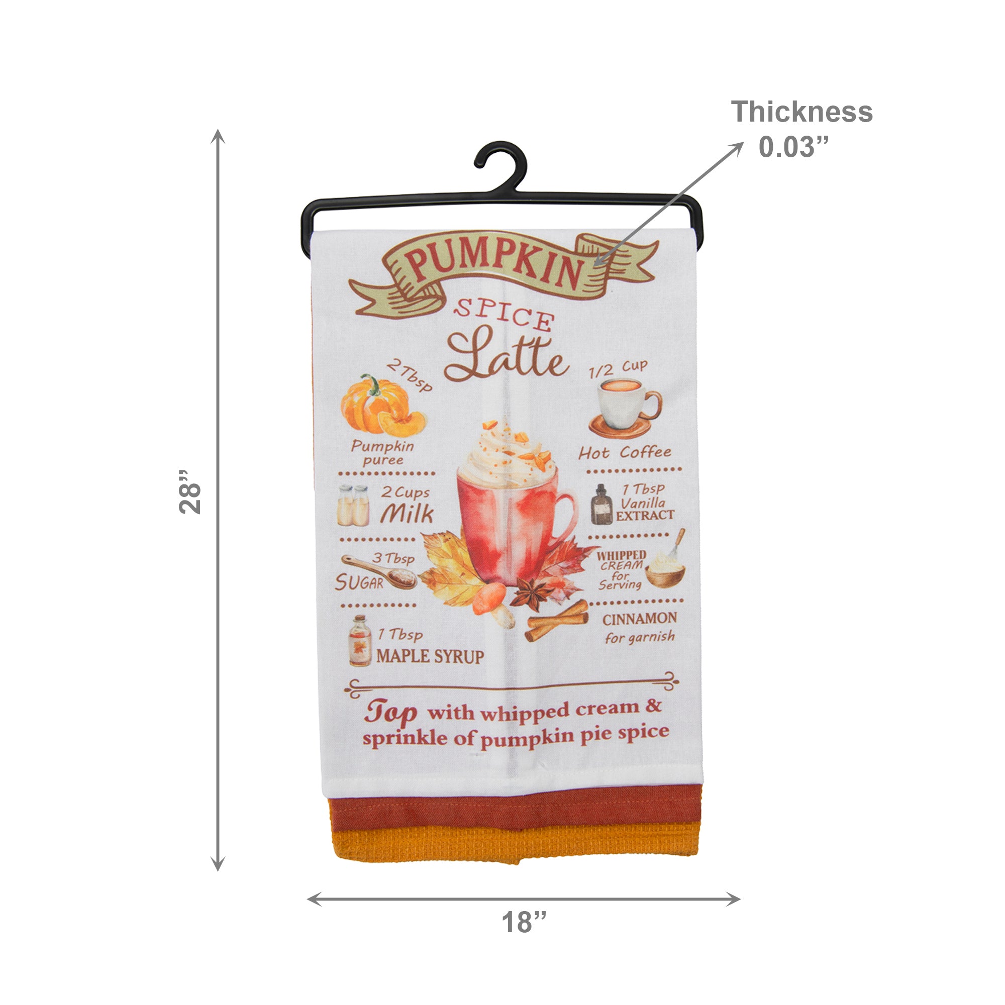 Kitchen Towel Set of 3 Piece Pumpkin Latte/Solid/Waffle, Fall Harvest, Kitchen Towel, Holiday Decor