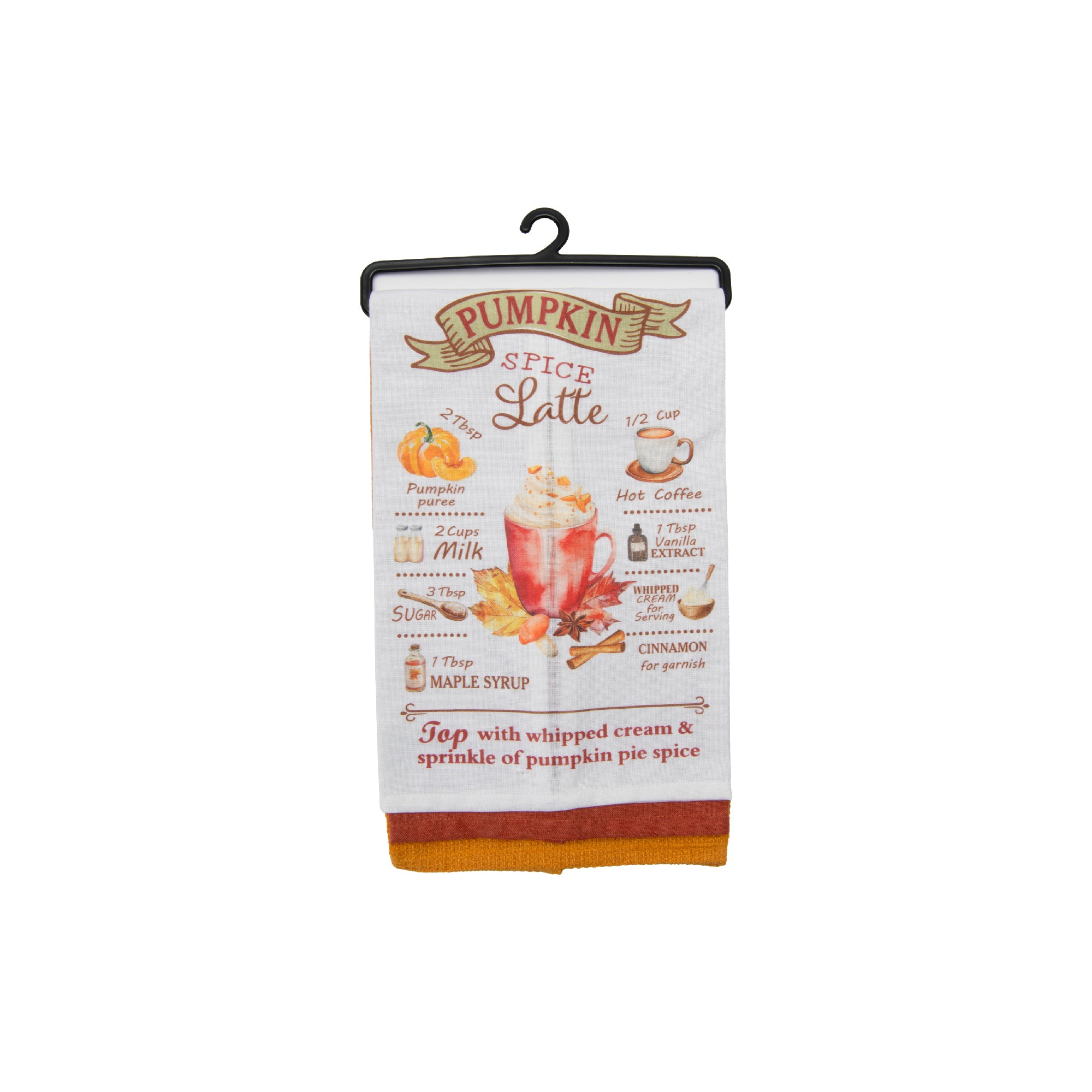 Kitchen Towel Set of 3 Piece Pumpkin Latte/Solid/Waffle, Fall Harvest, Kitchen Towel, Holiday Decor