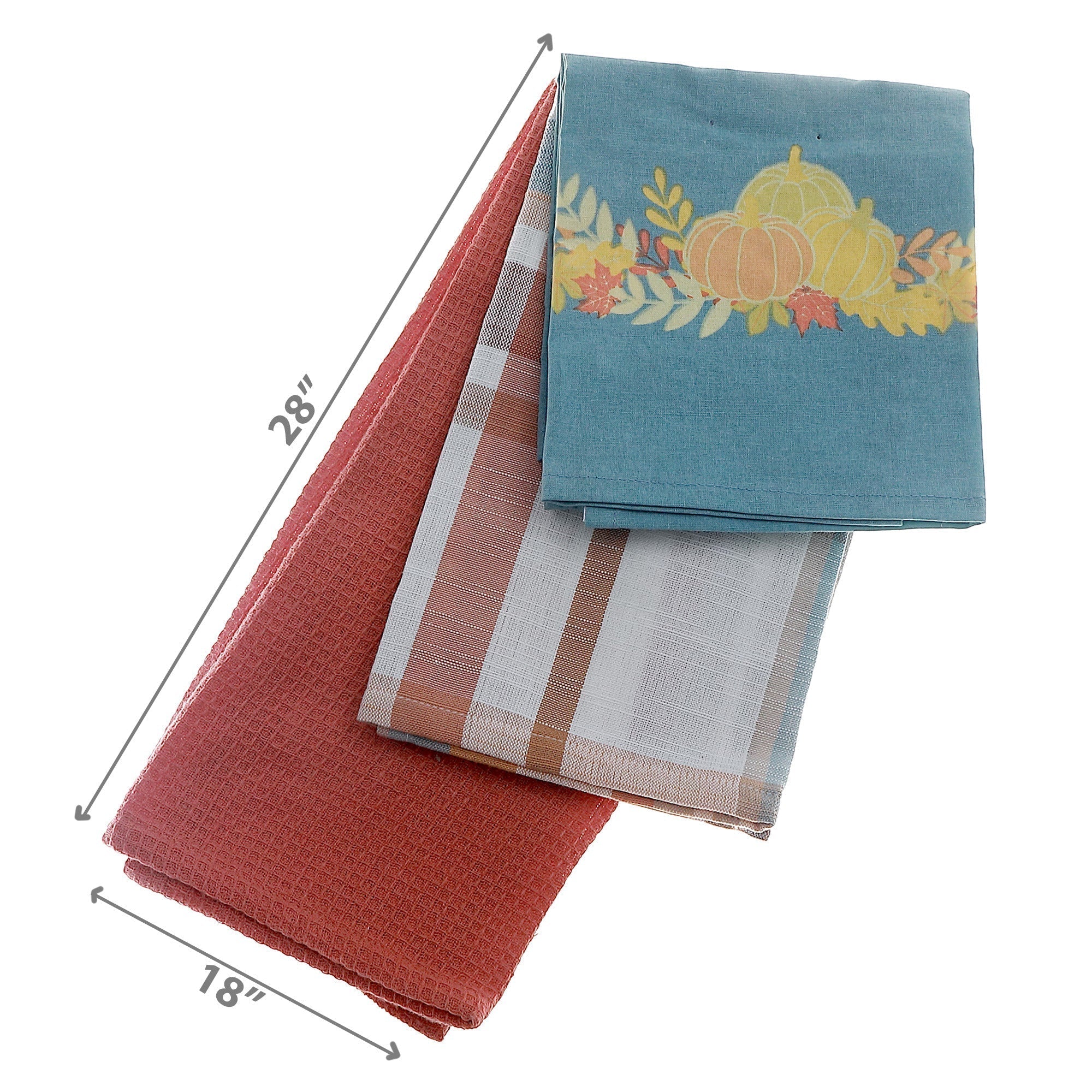Kitchen Towel Set of 3 Plaid with Pumpkin Patch – Fall & Halloween Kitchen Linen, Autumn Cooking Accessory