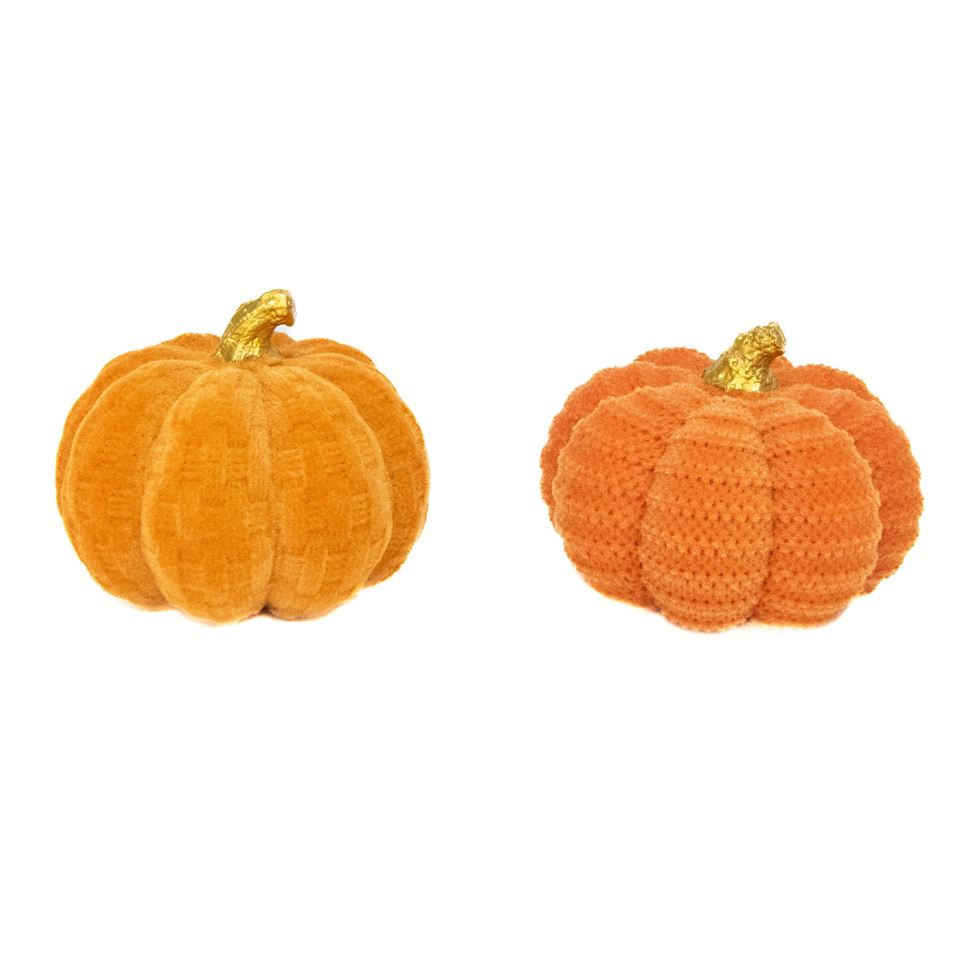 Flocked Polyresin Pumpkin Assorted, Fall Harvest, Holiday Decor- Set of 2
