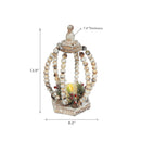 Led Wood Beaded Pumpkin Open Lantern