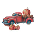Embossed Metal Wall Sign (Red Truck With Pumpkin)