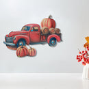 Embossed Metal Wall Sign (Red Truck With Pumpkin)