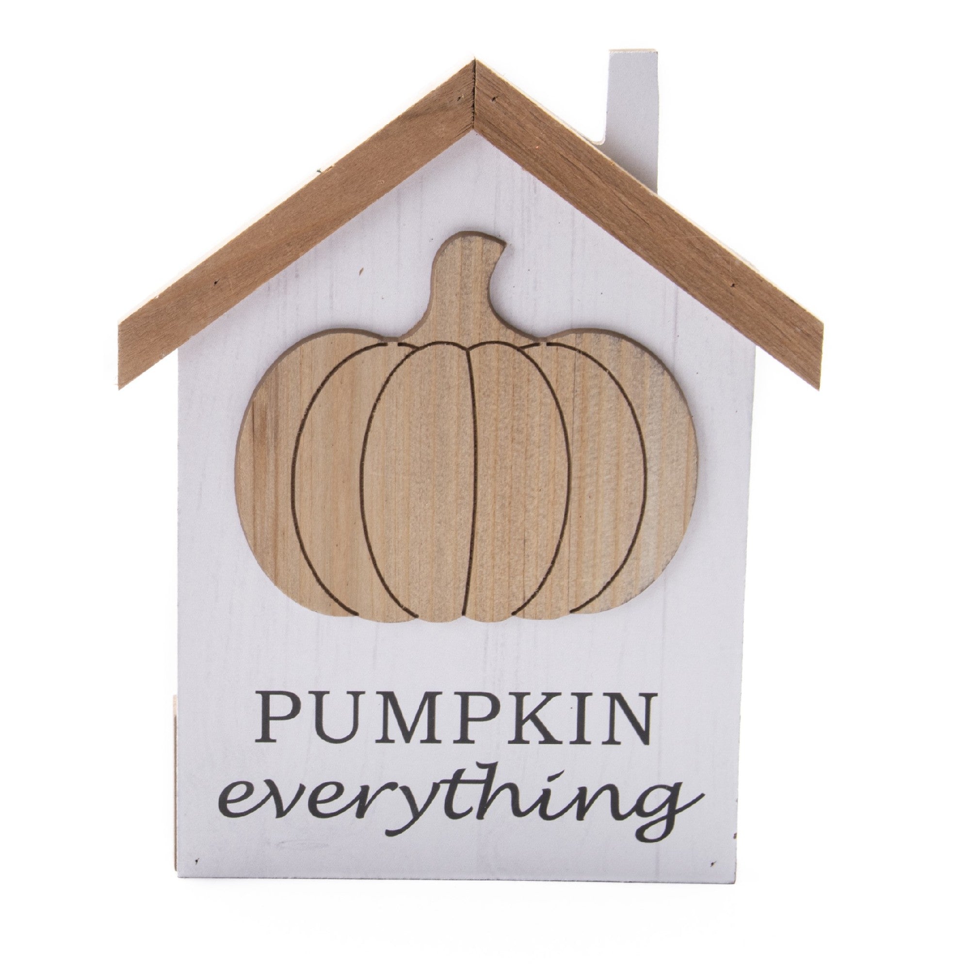 MDF Tabletop House with 3D Pumpkin Icon, Fall Harvest, Holiday Decor- Set of 2