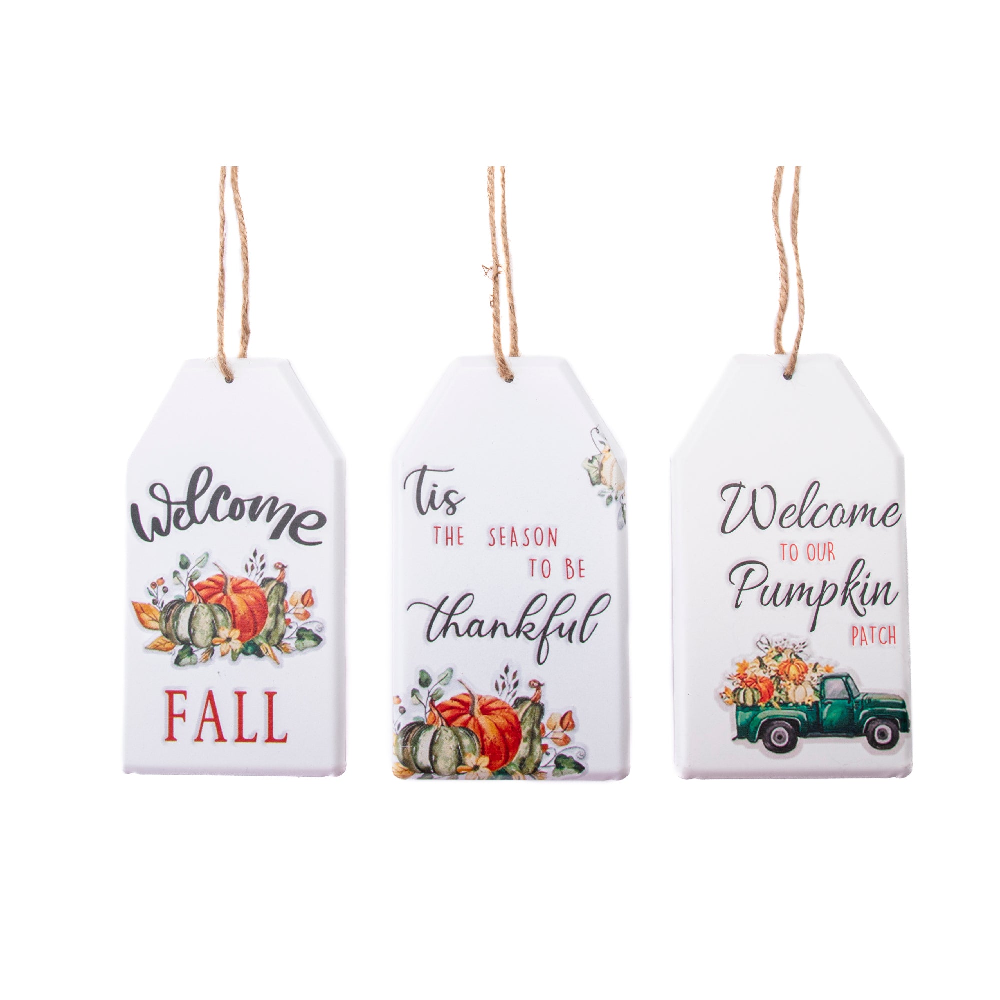 Metal Tag Hanger Pumpkin/Fall/Thankful Assorted, Fall Harvest, Holiday Decor- Set of 3