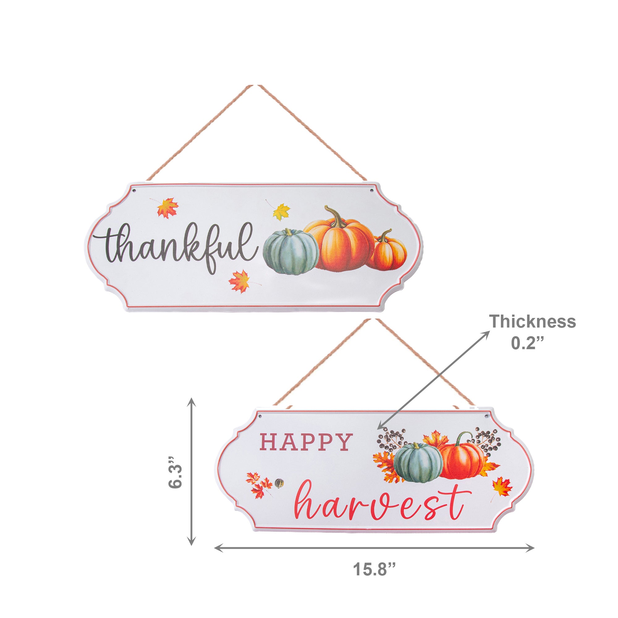 Embossed Metal Wall Sign Happy Harvest/Thankful Assorted, Fall Harvest, Wall Decor, Holiday Decor- Set of 2