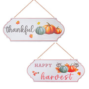Embossed Metal Wall Sign Happy Harvest/Thankful Assorted, Fall Harvest, Wall Decor, Holiday Decor- Set of 2