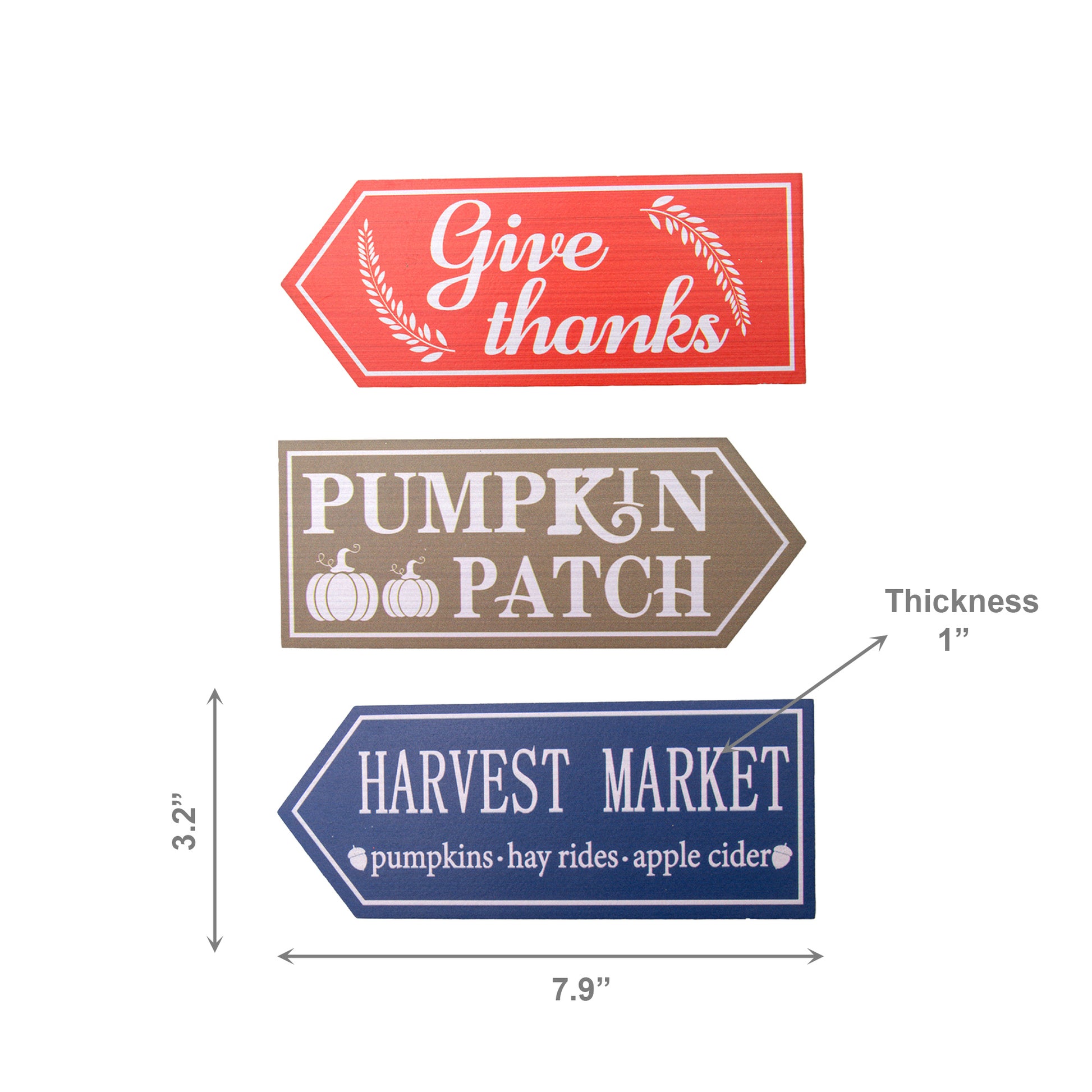MDF Harvest Arrow Table Blocks Assorted, Fall Harvest, Holiday Decor- Set of 3