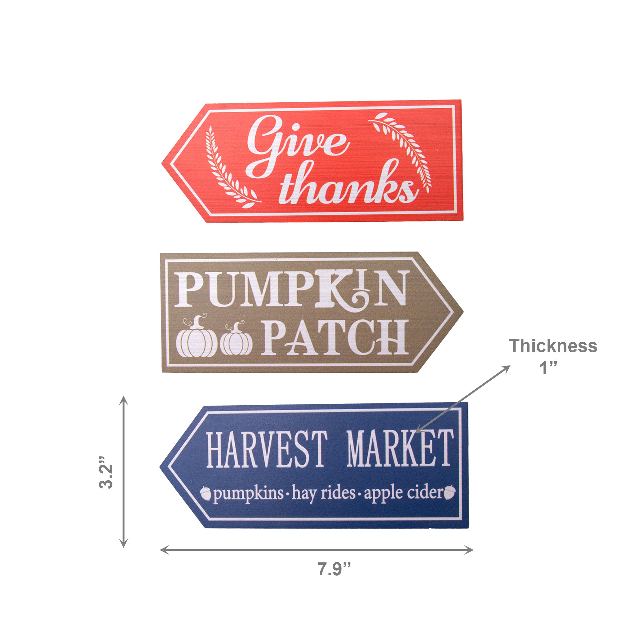 MDF Harvest Arrow Table Blocks Assorted, Fall Harvest, Holiday Decor- Set of 3
