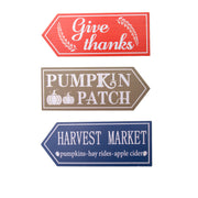 MDF Harvest Arrow Table Blocks Assorted, Fall Harvest, Holiday Decor- Set of 3