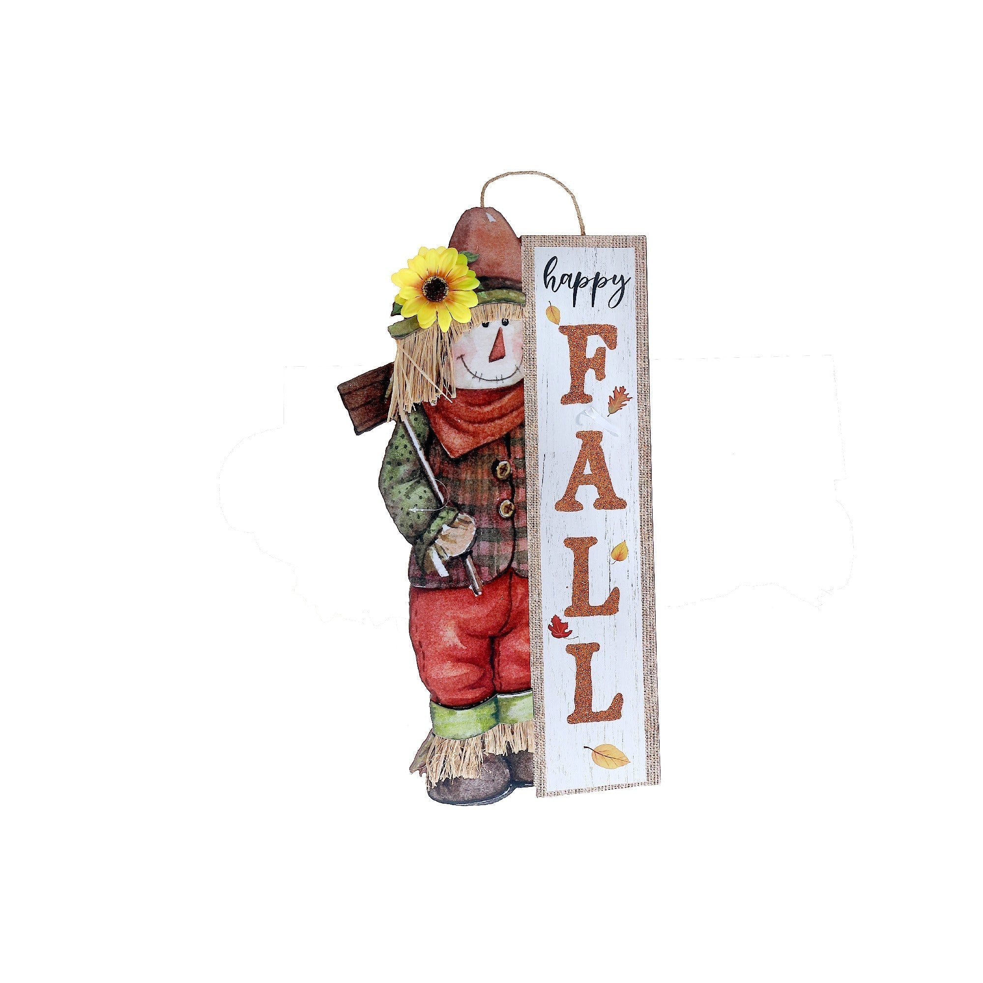 MDF Scarecrow Wall Hanger Hello Fall – Fall Decor, Autumn Wall Decoration, Rustic Halloween/Thanksgiving Accent, Seasonal Home Decor