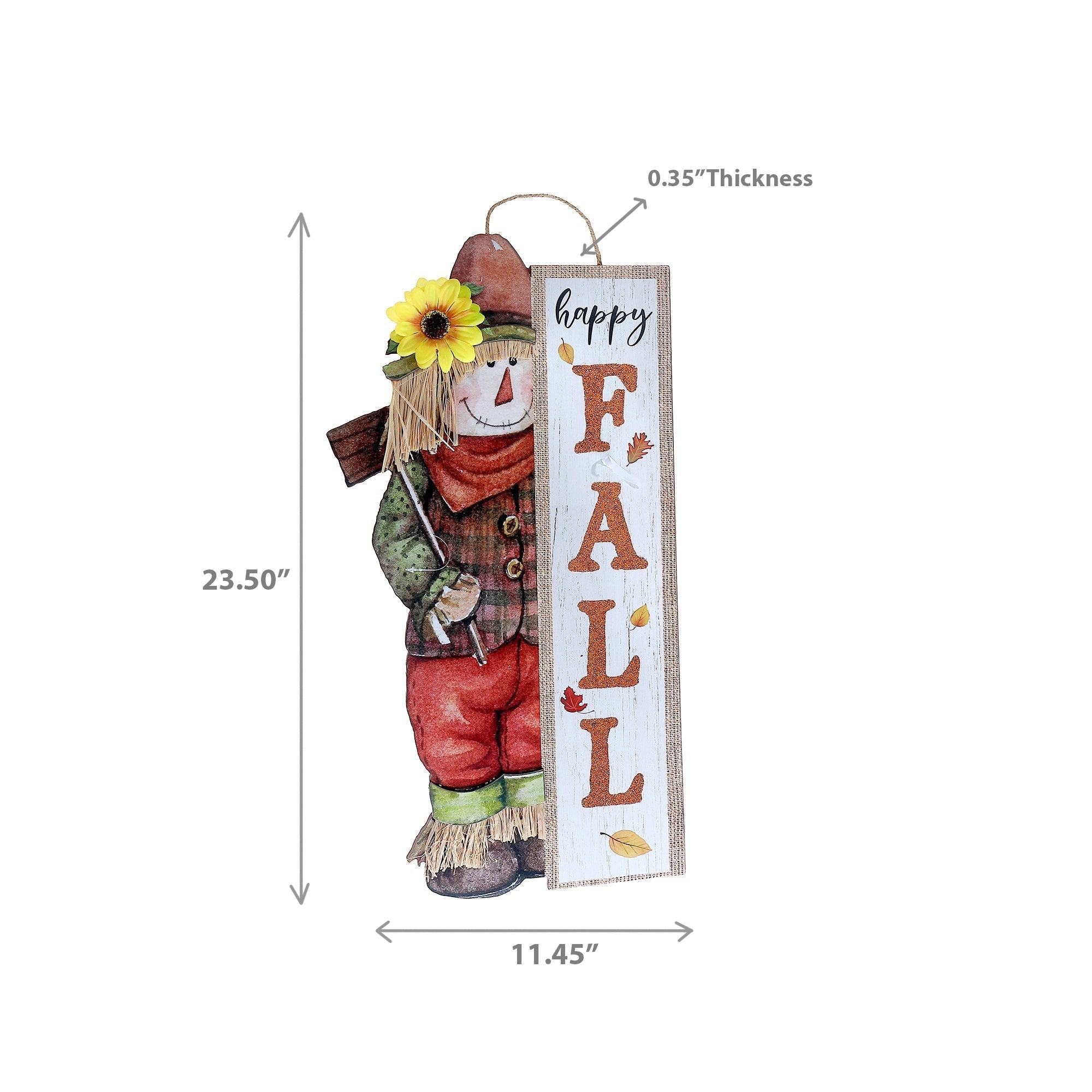 MDF Scarecrow Wall Hanger Hello Fall – Fall Decor, Autumn Wall Decoration, Rustic Halloween/Thanksgiving Accent, Seasonal Home Decor