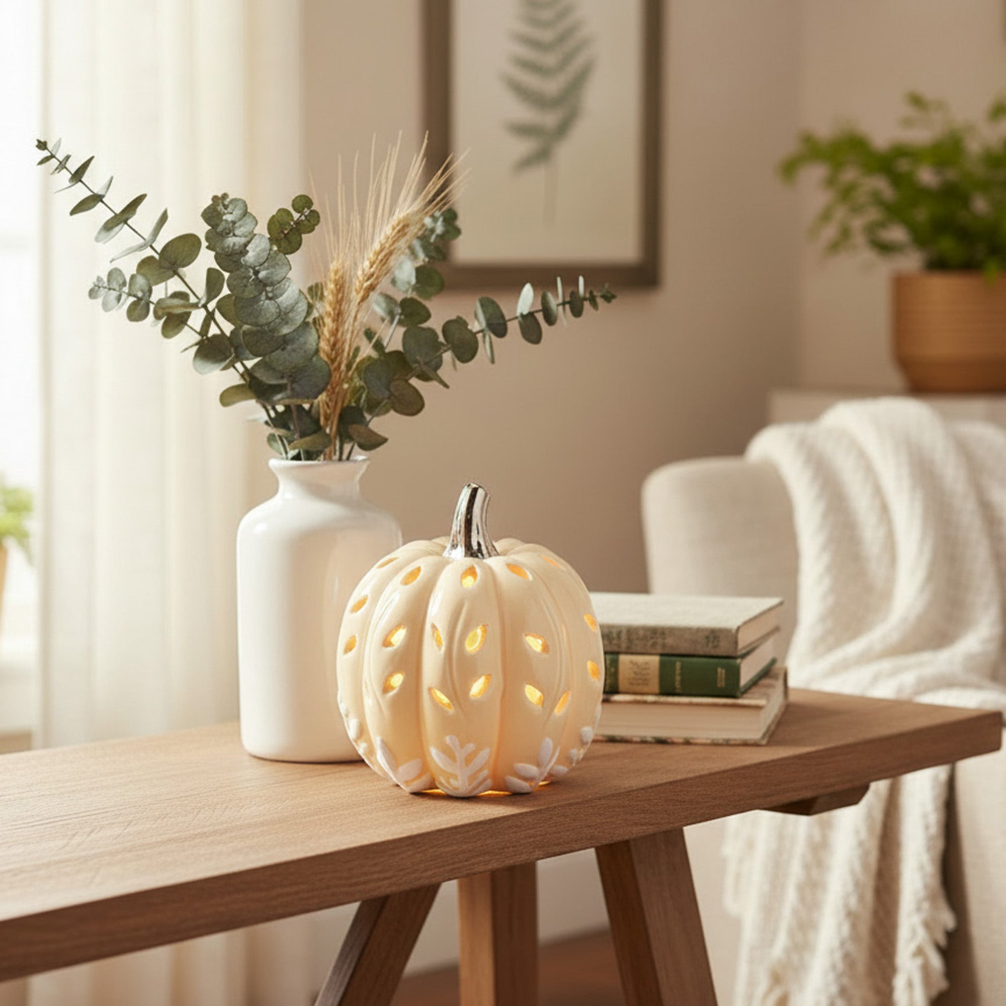 LED Dolomite Pumpkin with Cut-Out Orange, Fall Harvest, Holiday Decor