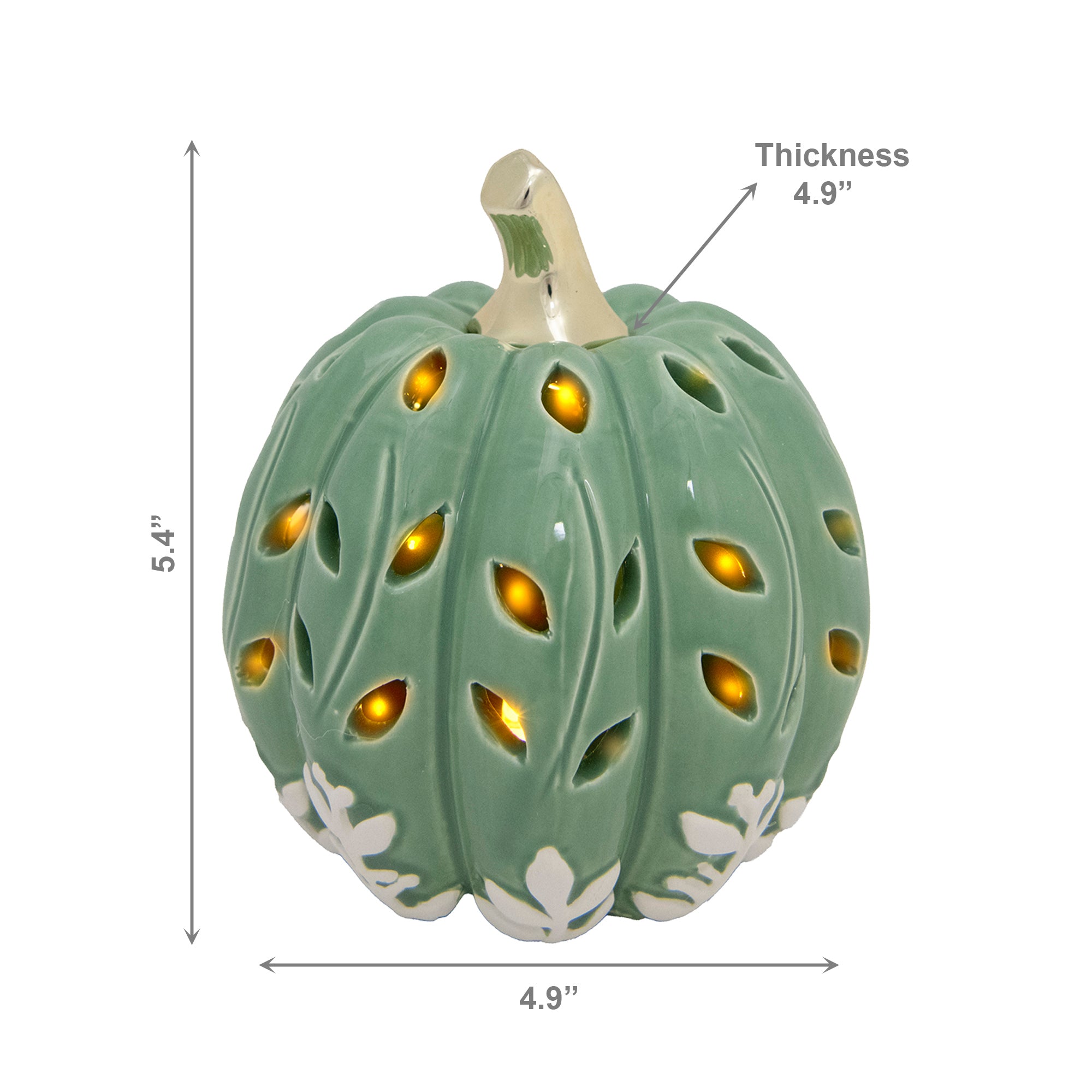 LED Dolomite Pumpkin with Cut-Out Green, Fall Harvest, Holiday Decor