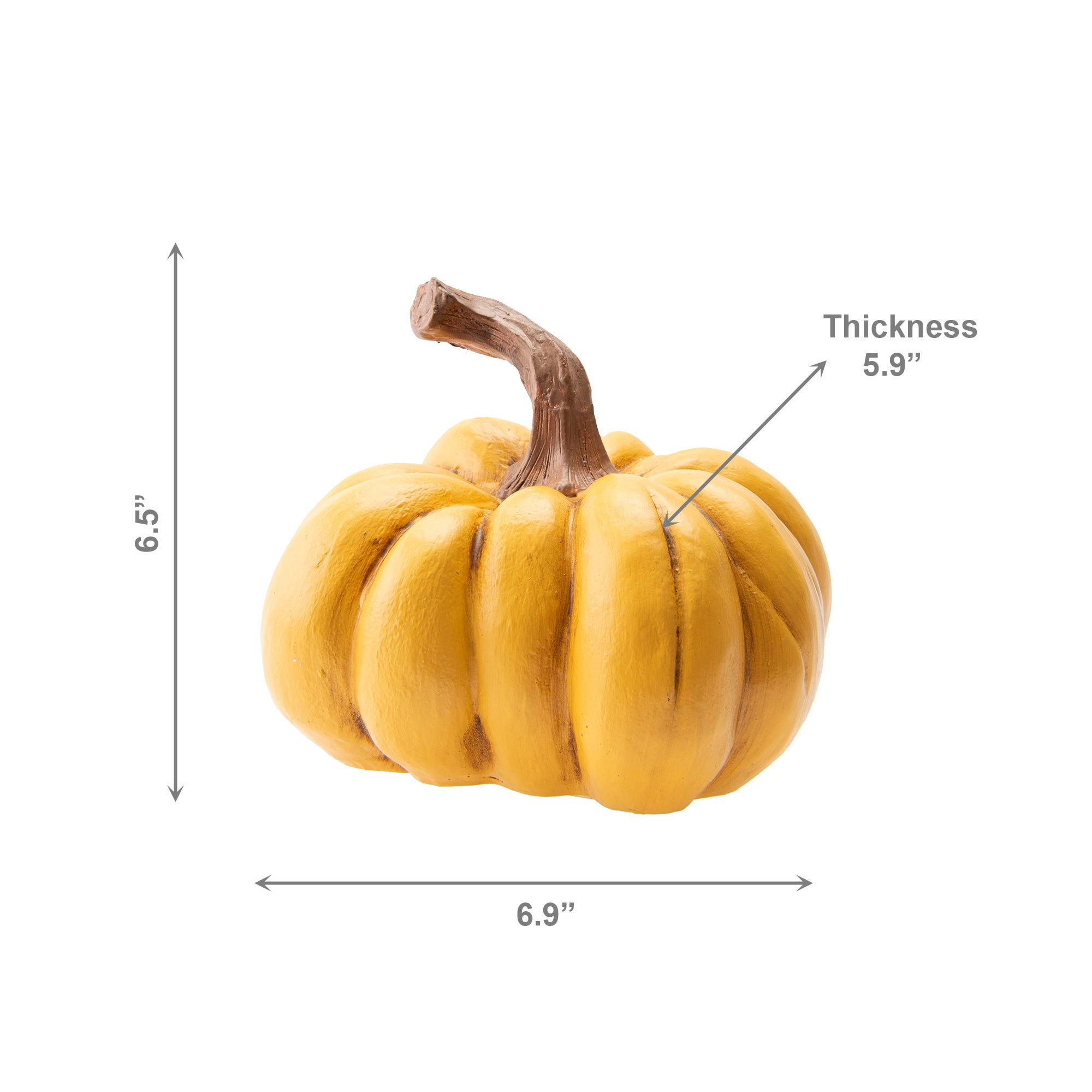 Polyresin Sculpted Pumpkin Yellow, Fall Harvest, Holiday Decor