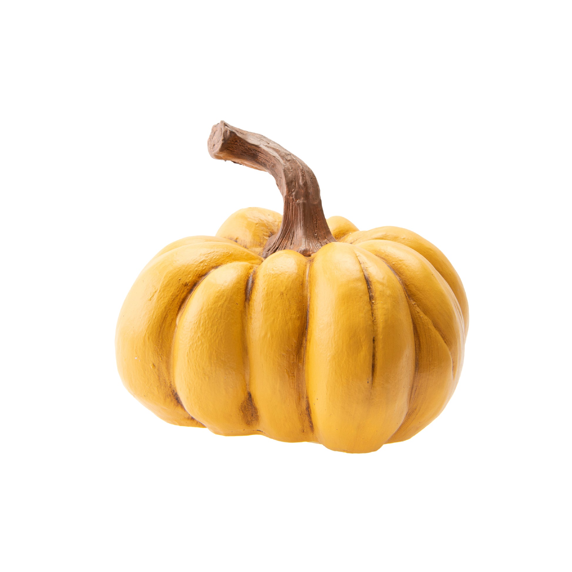 Polyresin Sculpted Pumpkin Yellow, Fall Harvest, Holiday Decor