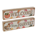 Rect. Block Sign (Harvest/Welcome) (Asstd) - Set of 2