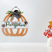 Wooden Pumpkin Wall Hanger Hello Pumpkin – Fall Decor, Autumn Home Decoration, Rustic Halloween/Thanksgiving Wall Art, Seasonal Wall Accent