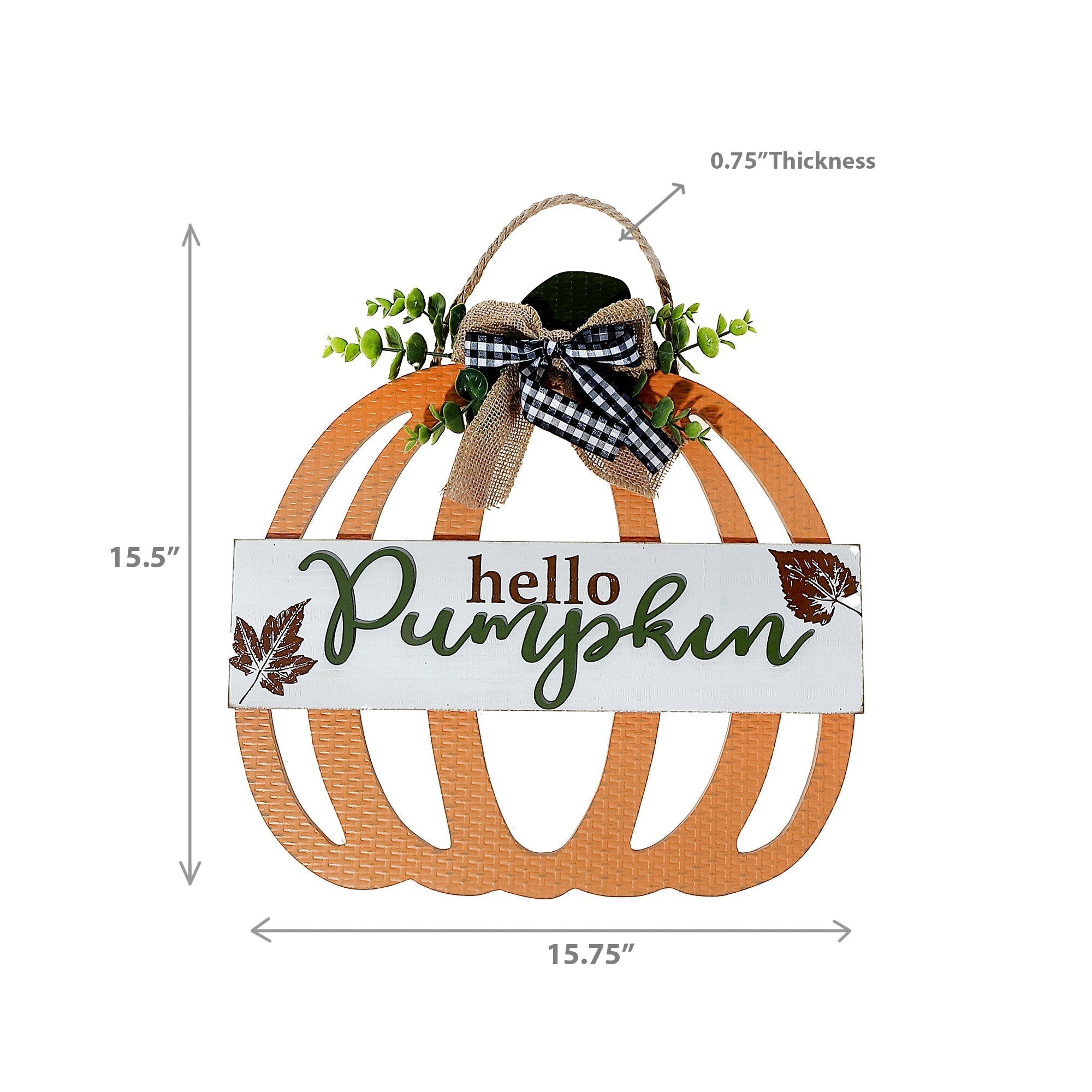 Wooden Pumpkin Wall Hanger Hello Pumpkin – Fall Decor, Autumn Home Decoration, Rustic Halloween/Thanksgiving Wall Art, Seasonal Wall Accent
