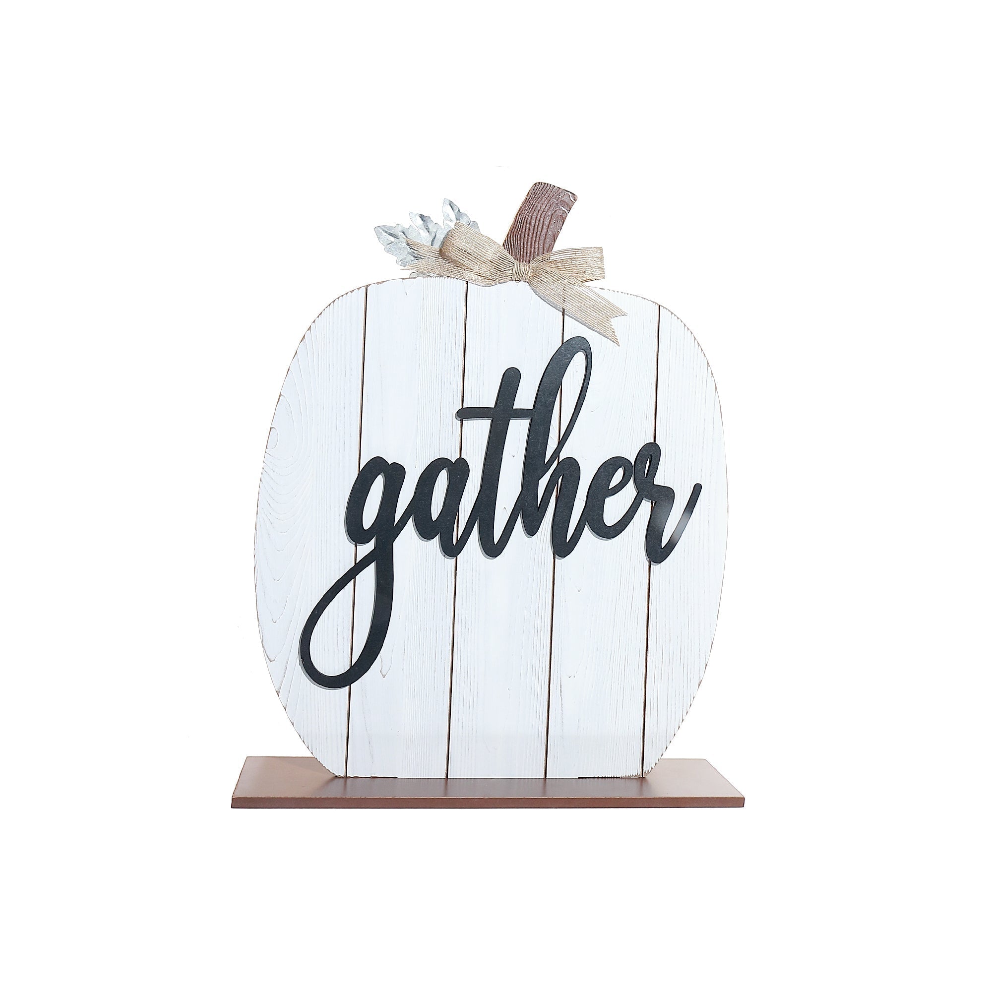 Wooden White Pumpkin Stand Gather – Fall/Autumn Tabletop Decoration, Rustic Seasonal Accent, Thanksgiving Home Decor