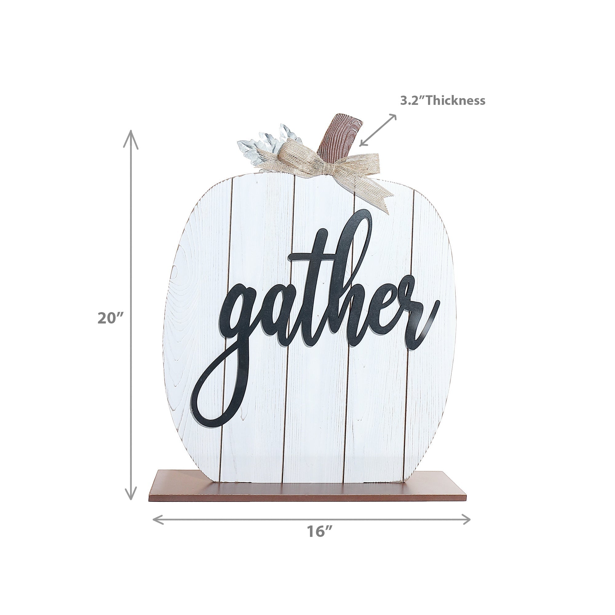 Wooden White Pumpkin Stand Gather – Fall/Autumn Tabletop Decoration, Rustic Seasonal Accent, Thanksgiving Home Decor