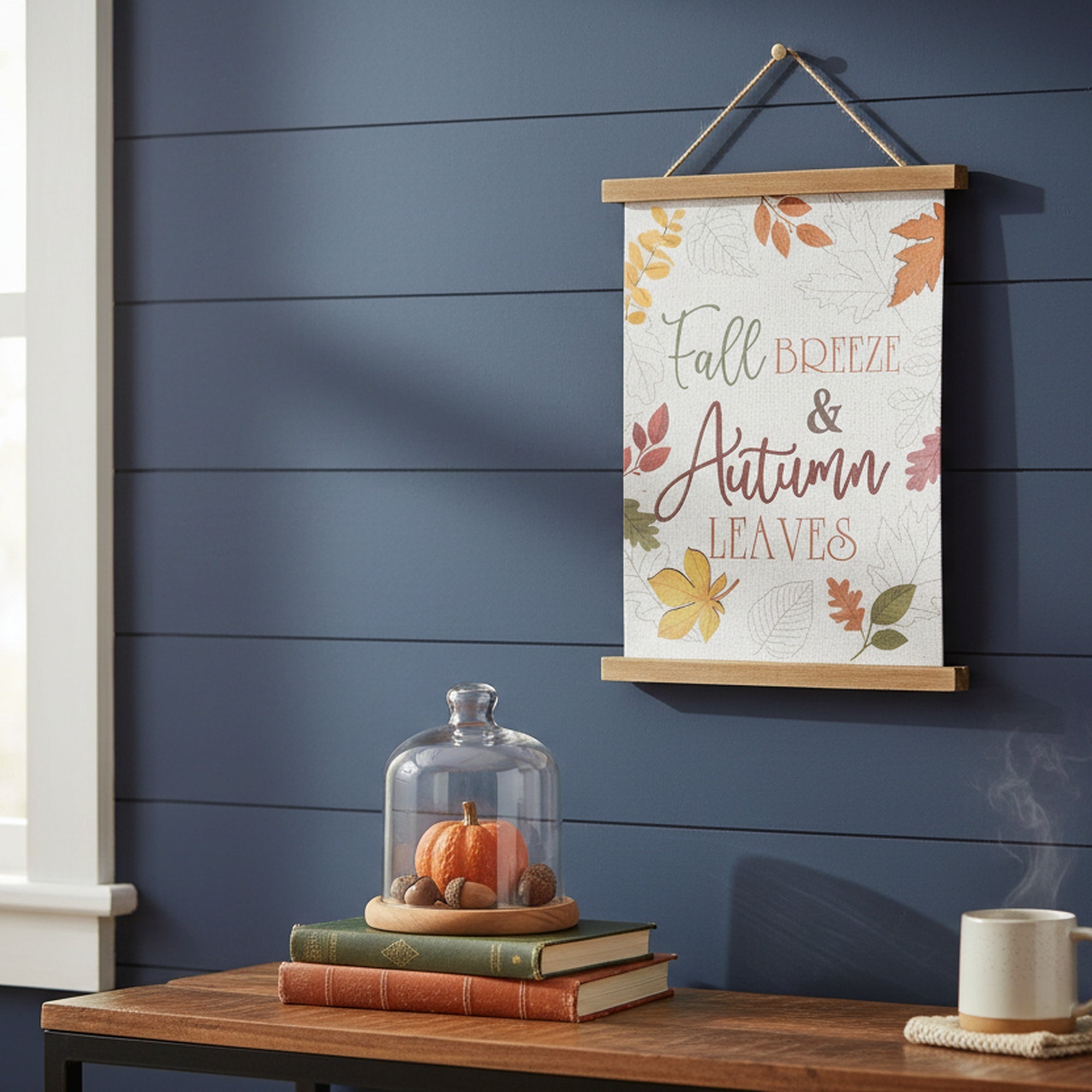 Wood Wall Hanger Fall Breeze & Autumn Leaves, Fall Harvest, Wall Decor, Holiday Decor