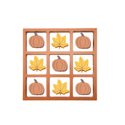 Wooden Tic Tac Toe Gameboard Pumpkin and Maple Leaf, Fall Harvest, Holiday Decor