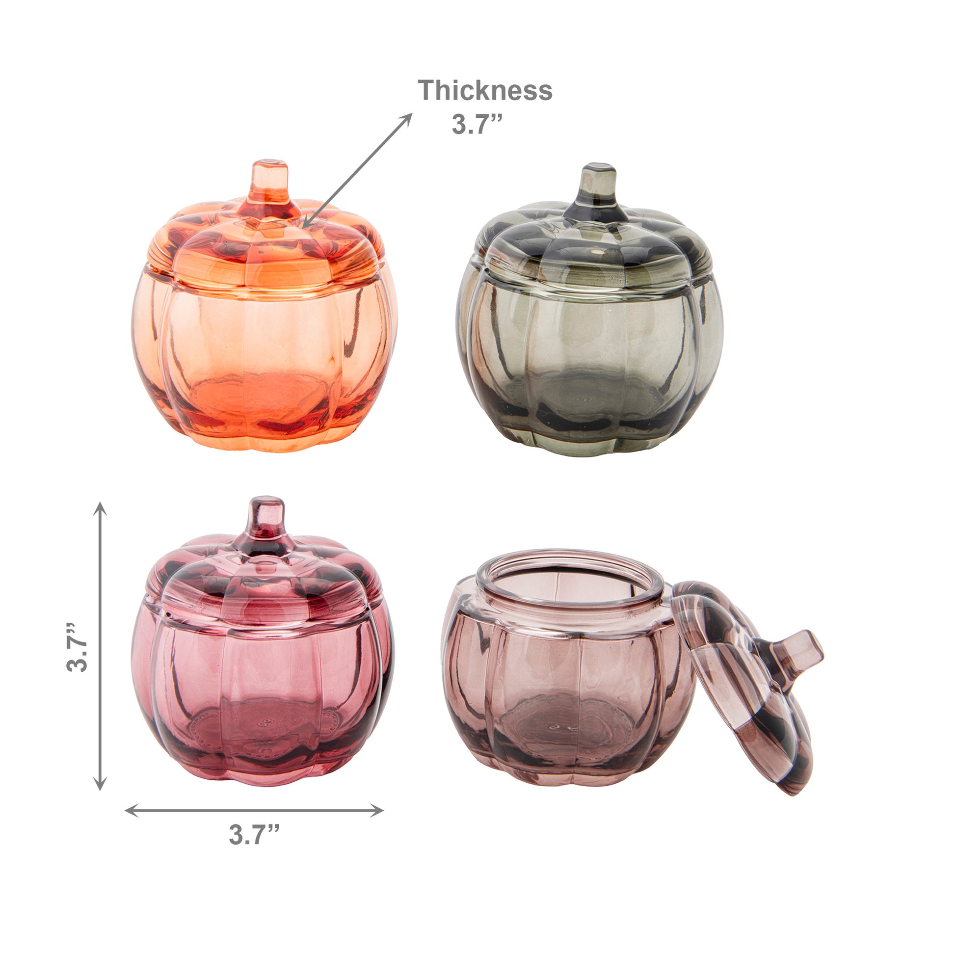 Glass Pumpkin Tealight Holder Assorted, Fall Harvest, Candle Holder, Holiday Decor- Set of 4
