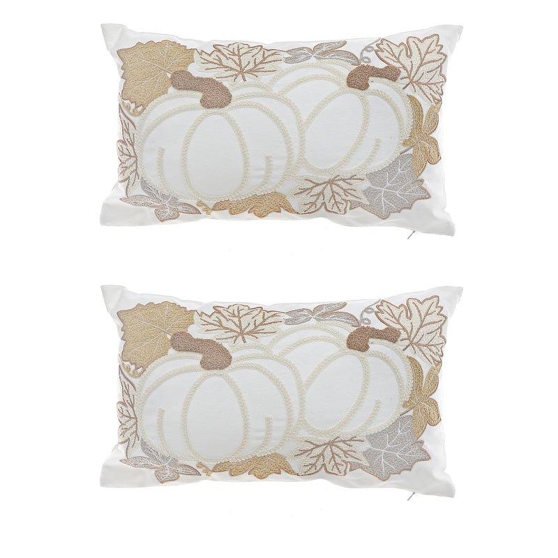 Cotton Embroidered Cushion (Pumpkin Patch) - Set of 2