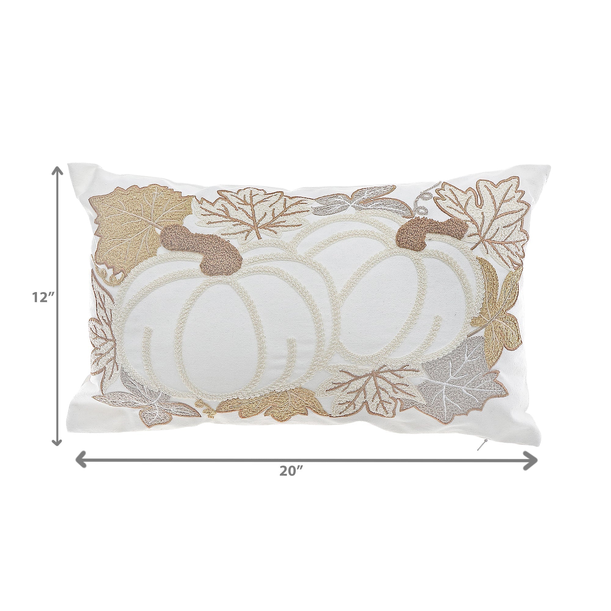 Cotton Embroidered Pumpkin Patch Cushion - Set of 2, Autumn Home Decor, Thanksgiving Pillow, Seasonal Accent