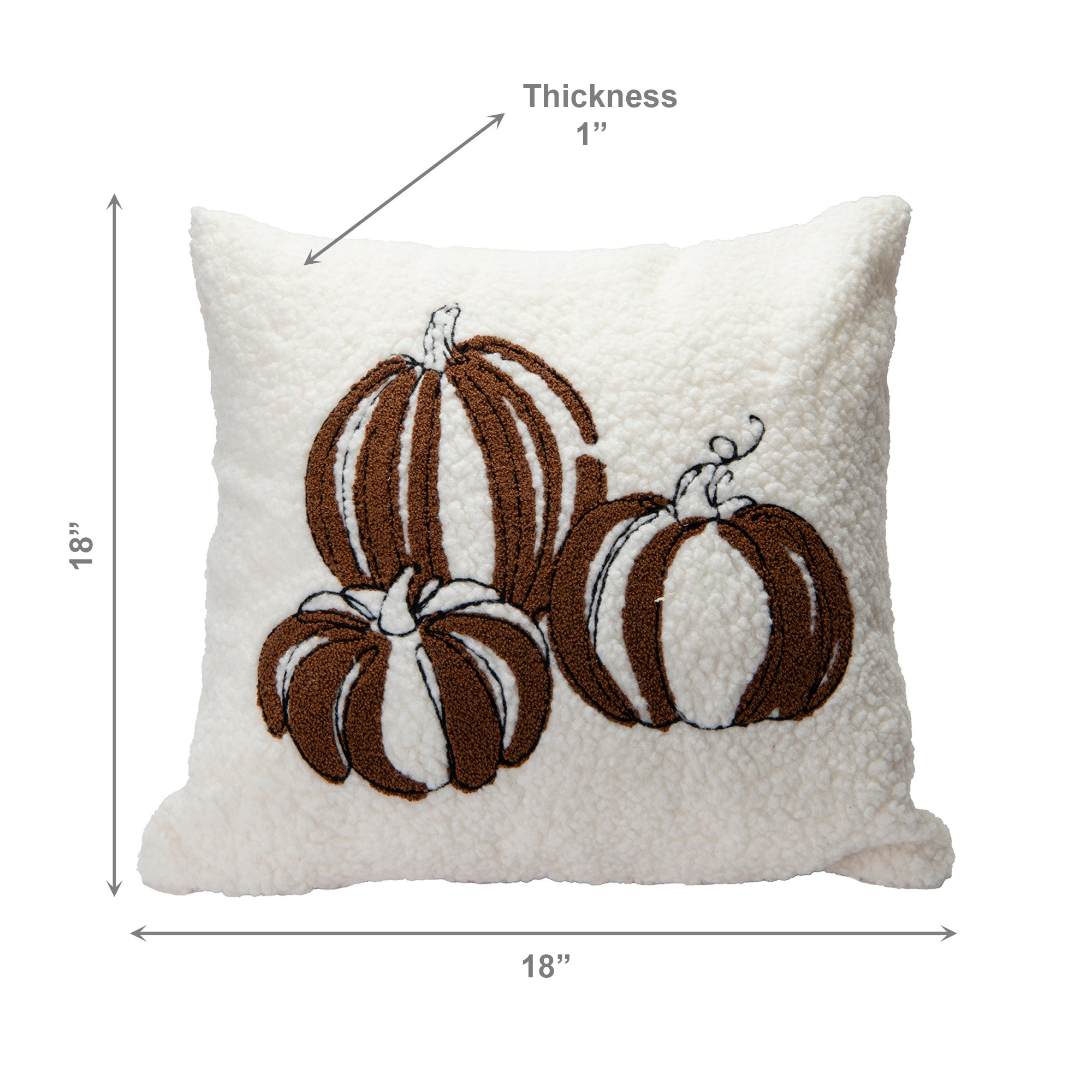 Polyester Embroidered Cushion Three Brown Pumpkins, Throw Pillow, Holiday Decor- Set of 2