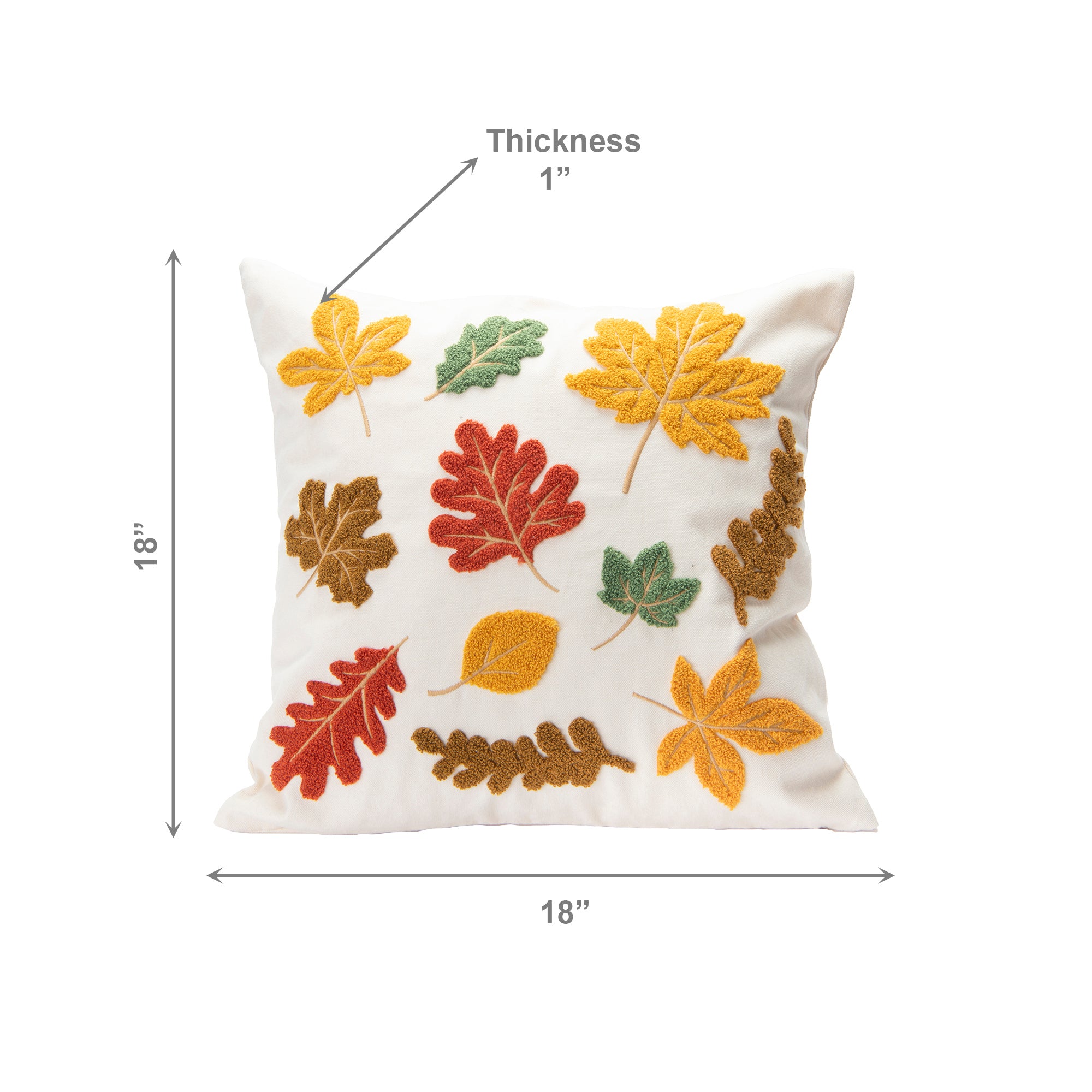 Polyester Embroidered Cushion Autumn Leaves, Fall Harvest, Throw Pillow, Holiday Decor- Set of 2