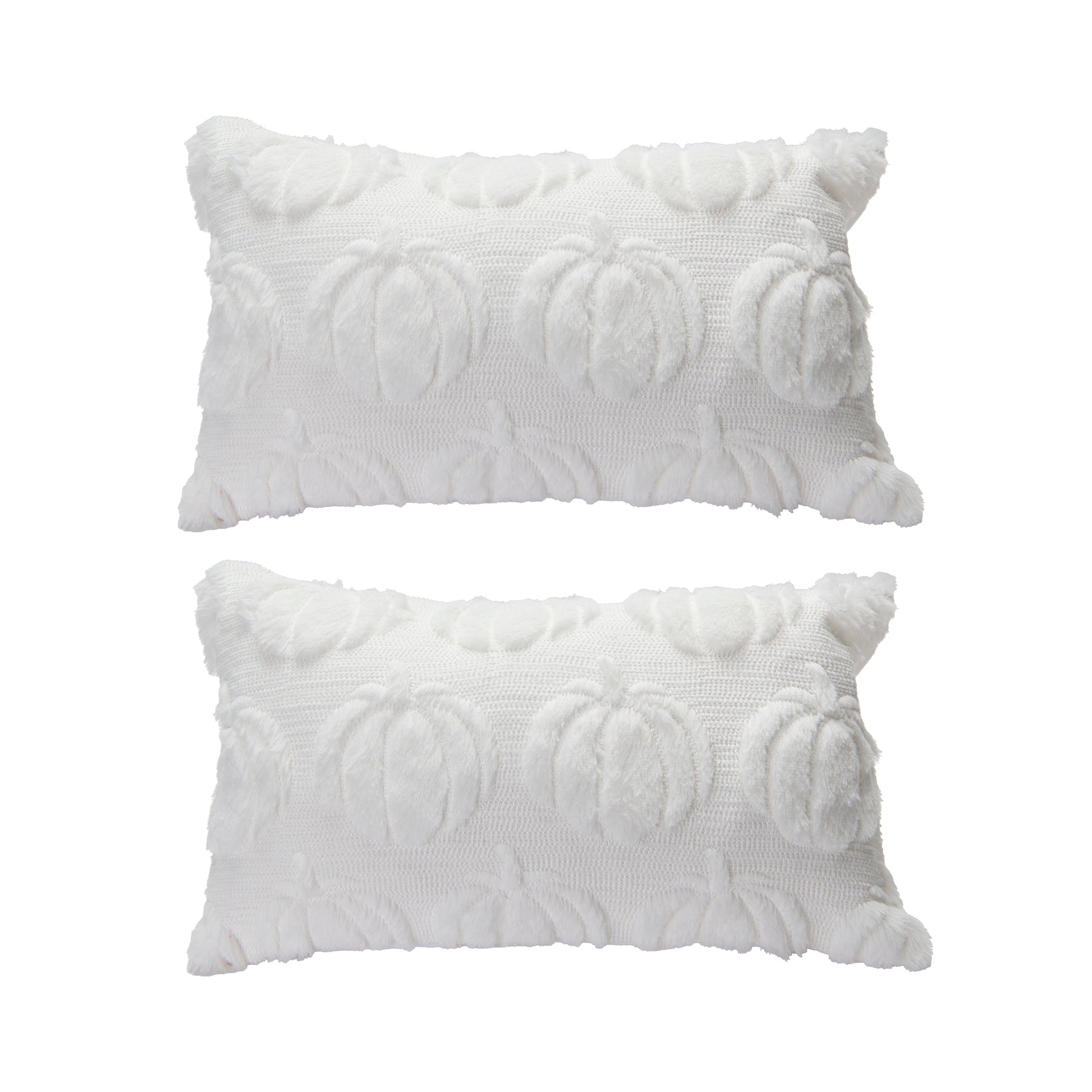 Polyester Fleece Embroidered Cushion Pumpkins 20" X 12", Throw Pillow, Holiday Decor- Set of 2