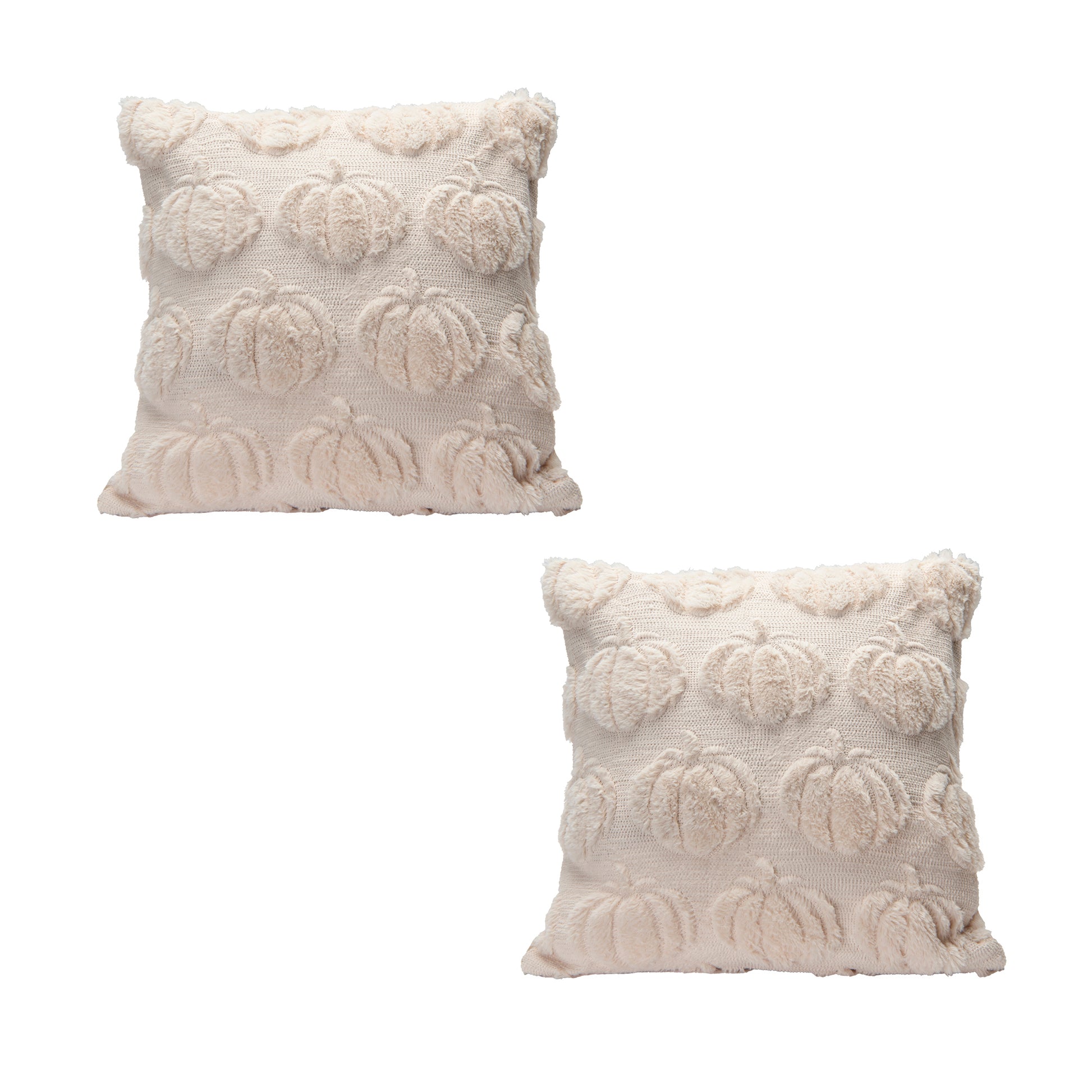 Polyester Fleece Embroidered Cushion Pumpkins 18" X 18", Throw Pillow, Holiday Decor- Set of 2