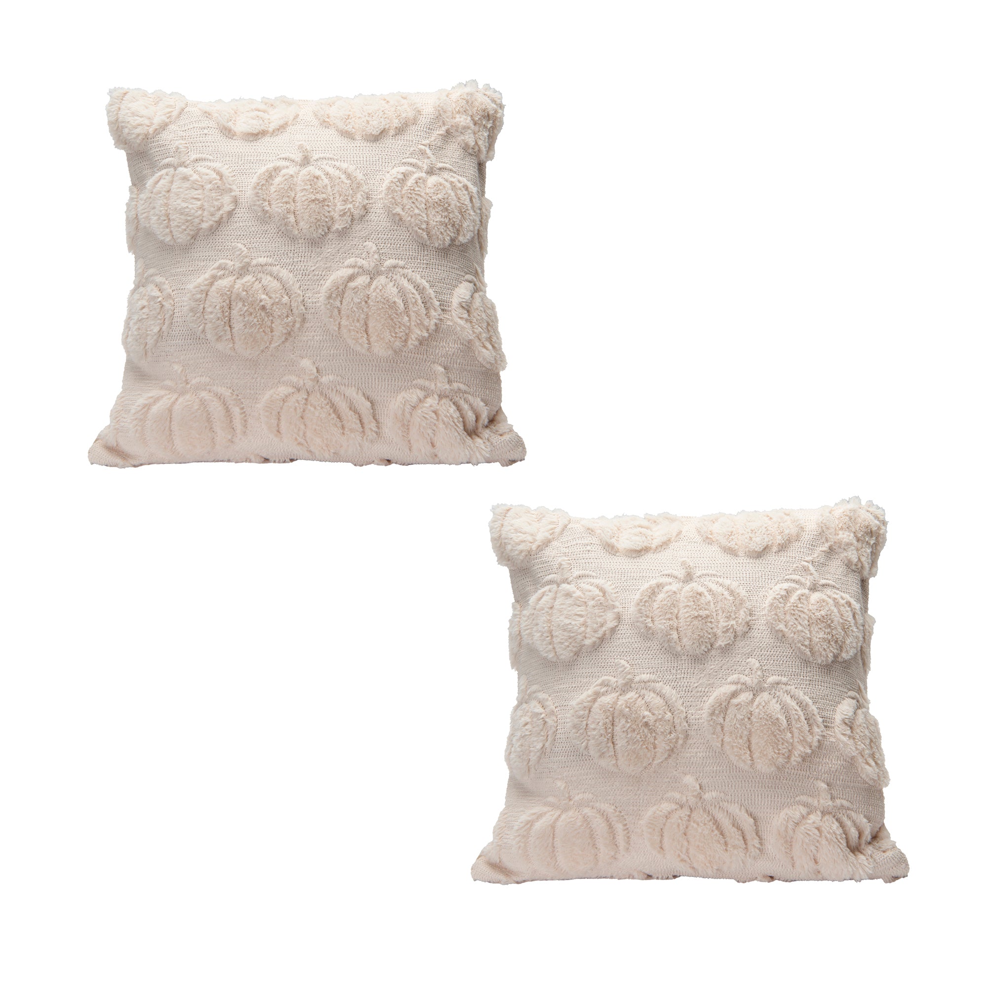 Polyester Fleece Embroidered Cushion Pumpkins 18" X 18", Throw Pillow, Holiday Decor- Set of 2