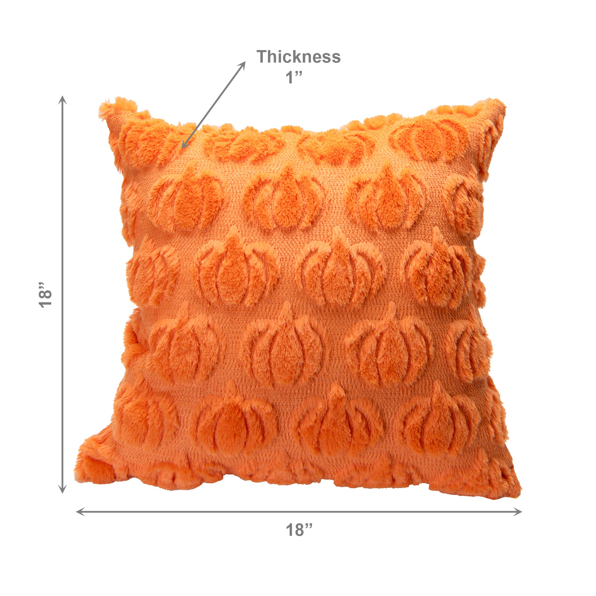 Polyester Fleece Embroidered Cushion Orange Pumpkins, Throw Pillow, Holiday Decor- Set of 2