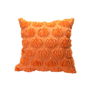 Polyester Fleece Embroidered Cushion Orange Pumpkins, Throw Pillow, Holiday Decor- Set of 2