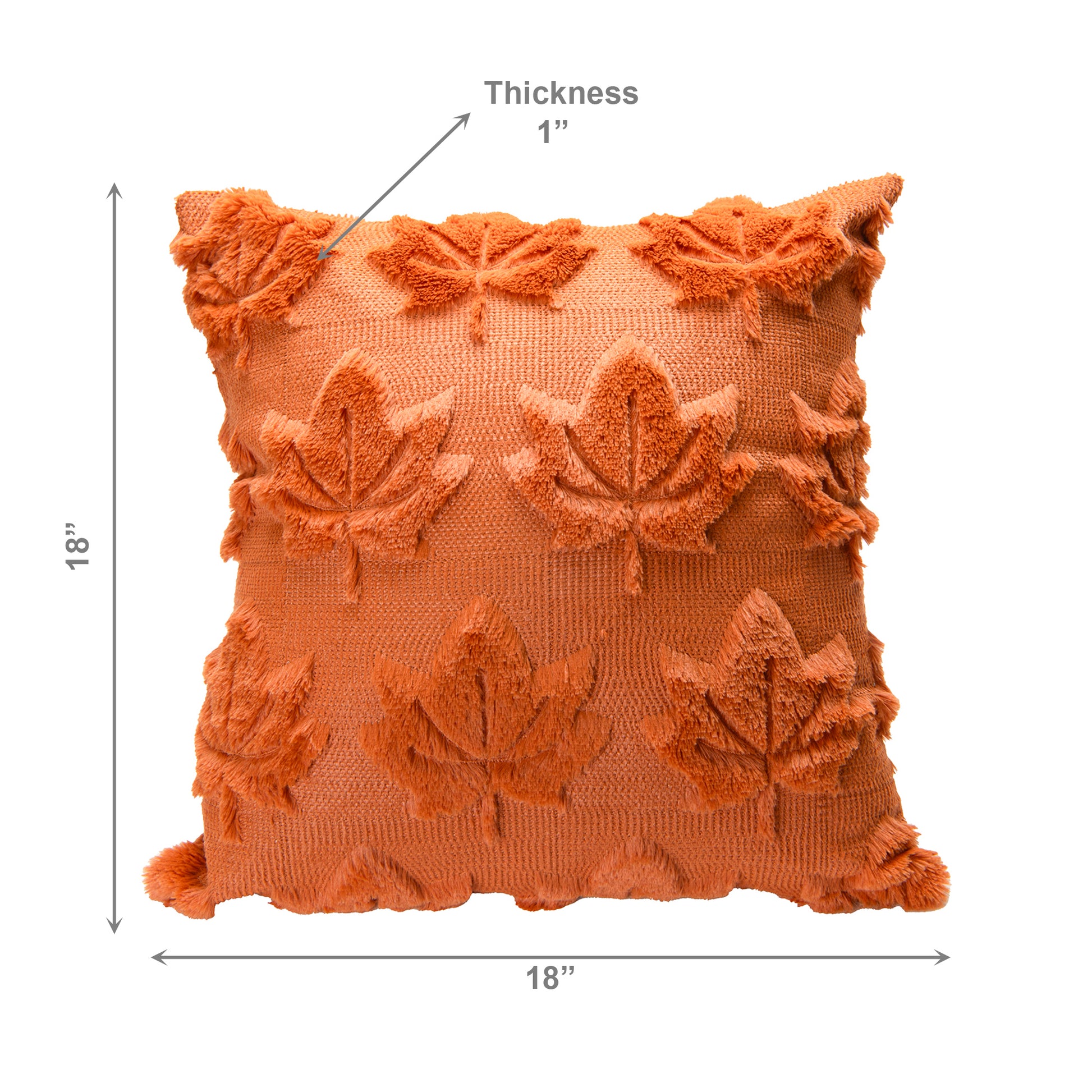 Polyester Fleece Embroidered Cushion Brown Maple Leaves, Fall Harvest, Throw Pillow, Holiday Decor- Set of 2