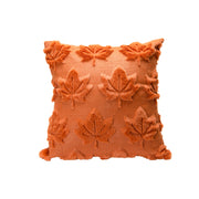 Polyester Fleece Embroidered Cushion Brown Maple Leaves, Fall Harvest, Throw Pillow, Holiday Decor- Set of 2