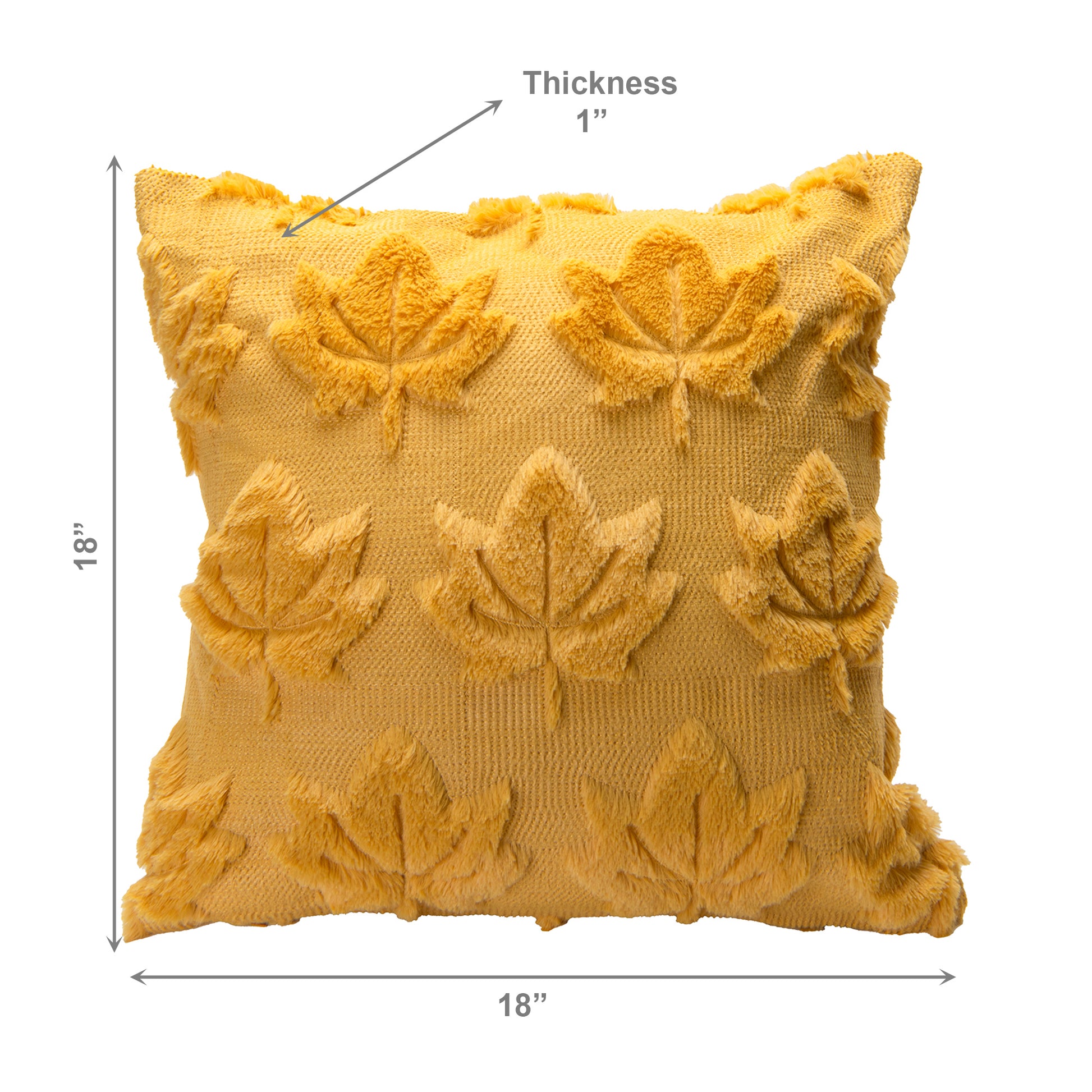 Polyester Fleece Embroidered Cushion Yellow Maple Leaves, Fall Harvest, Throw Pillow, Holiday Decor- Set of 2