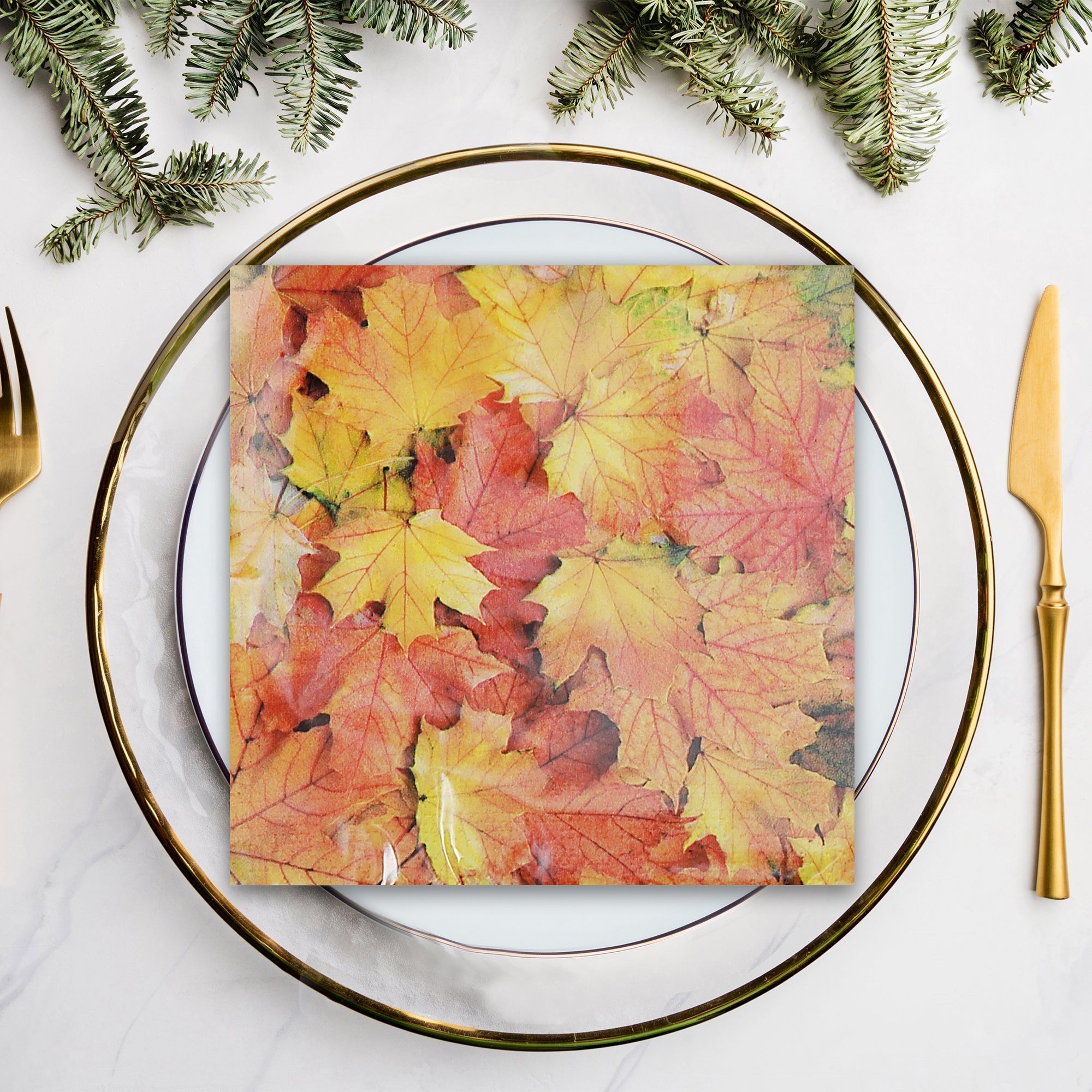20 Pack Luncheon 3-Ply Napkin Autumn Leaves Set of 6 – Fall/Thanksgiving Table Decor, Seasonal Dining Accent, Autumn Napkins