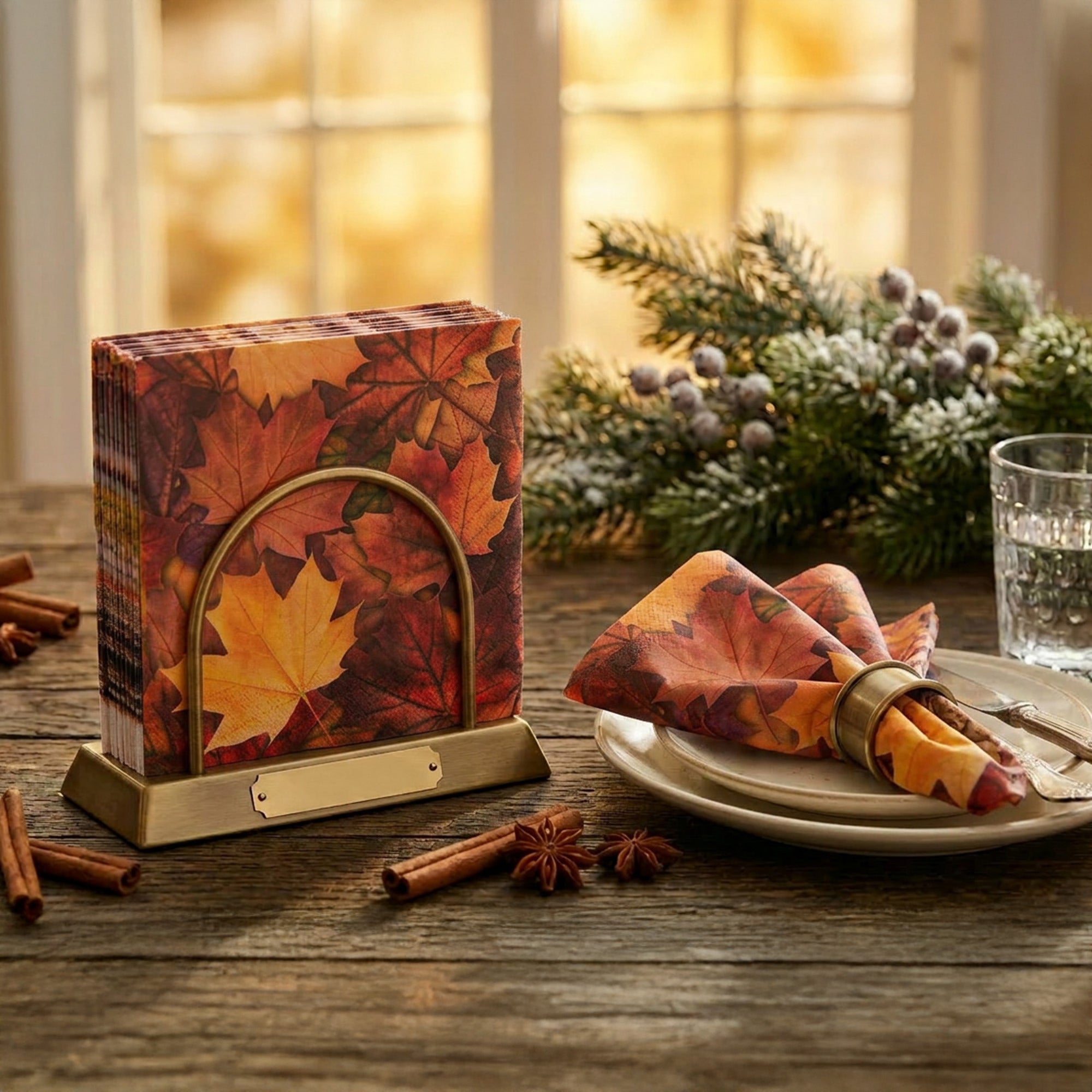 20 Pack Luncheon 3 Ply Napkin Maple Leaves, Fall Harvest, Paper Napkins, Holiday Decor- Set of 6
