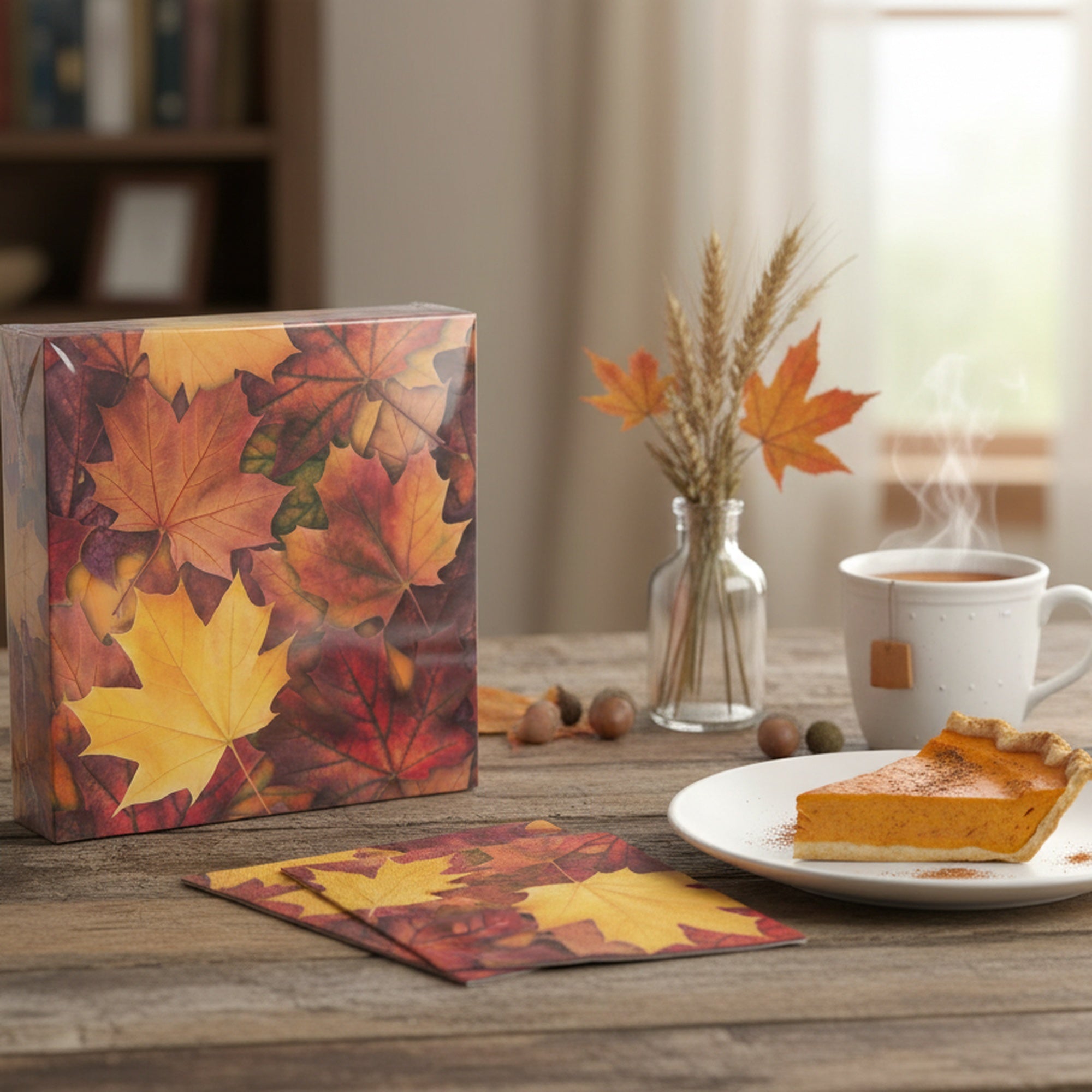 20 Pack Luncheon 3 Ply Napkin Maple Leaves, Fall Harvest, Paper Napkins, Holiday Decor- Set of 6