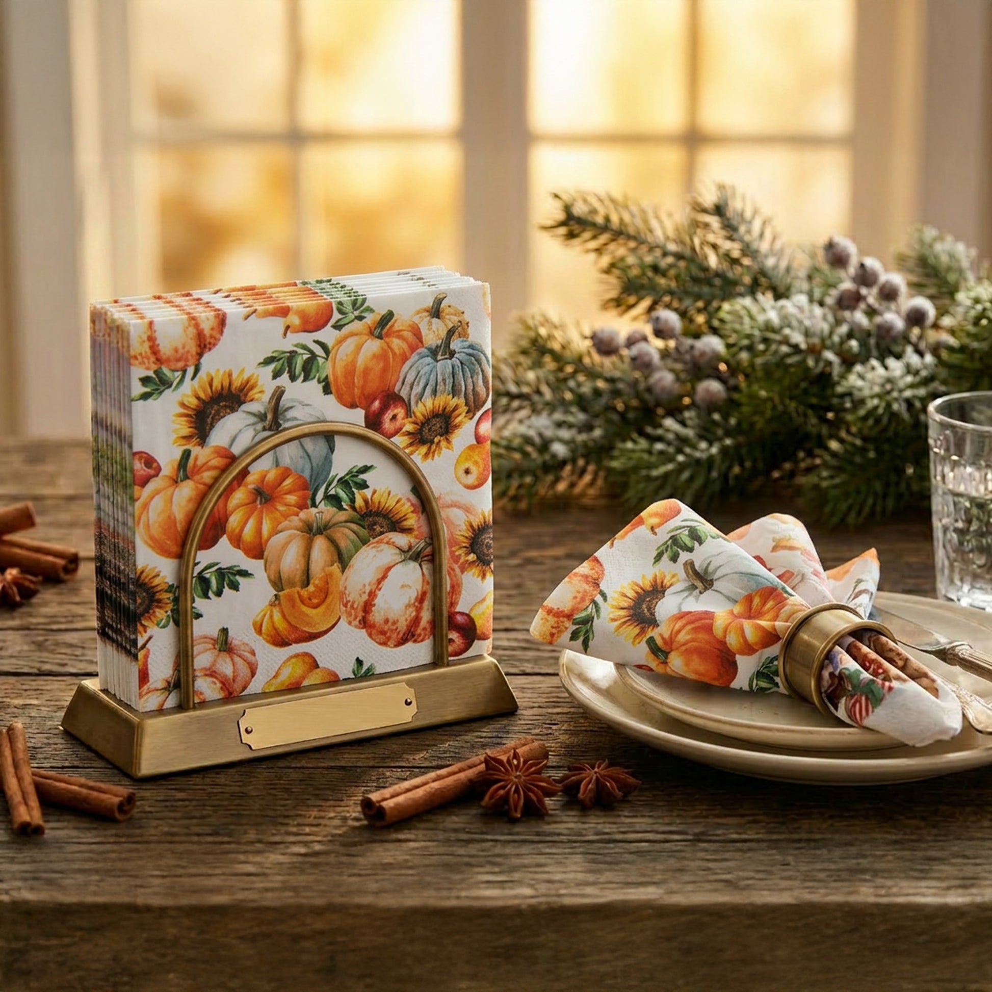 20 Pack Luncheon 3 Ply Napkin Pumpkin Sunflower, Fall Harvest, Paper Napkins, Holiday Decor- Set of 6