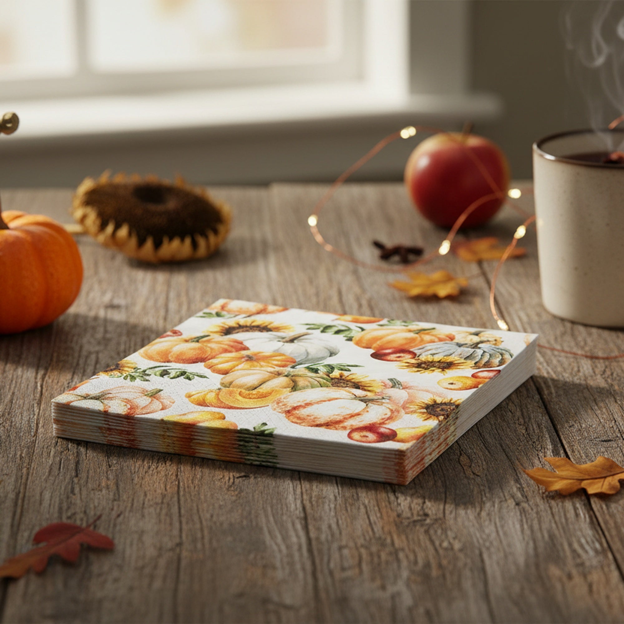 20 Pack Luncheon 3 Ply Napkin Pumpkin Sunflower, Fall Harvest, Paper Napkins, Holiday Decor- Set of 6
