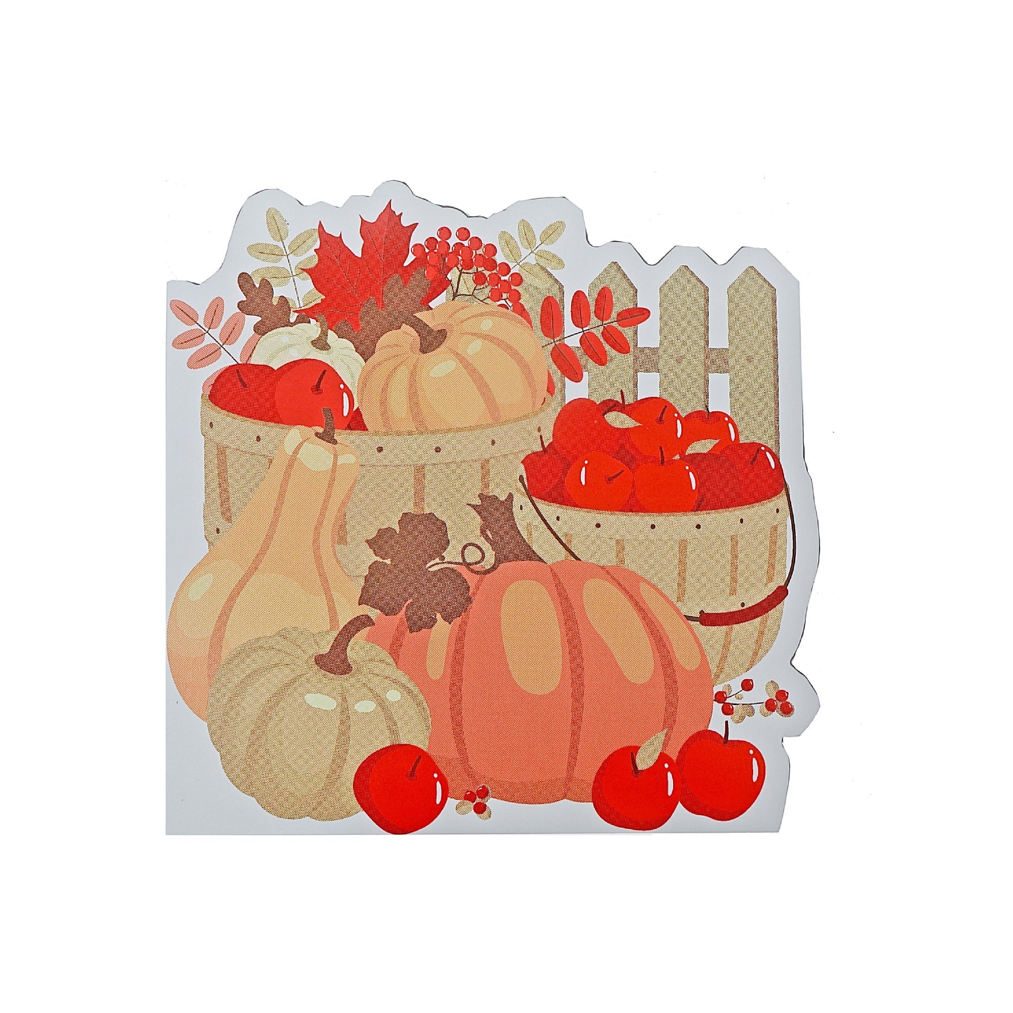 12 Pack 3-Ply Shaped Napkin Pumpkin Apples Set of 6 – Fall/Autumn Table Decor, Thanksgiving Dining Accent, Seasonal Napkins