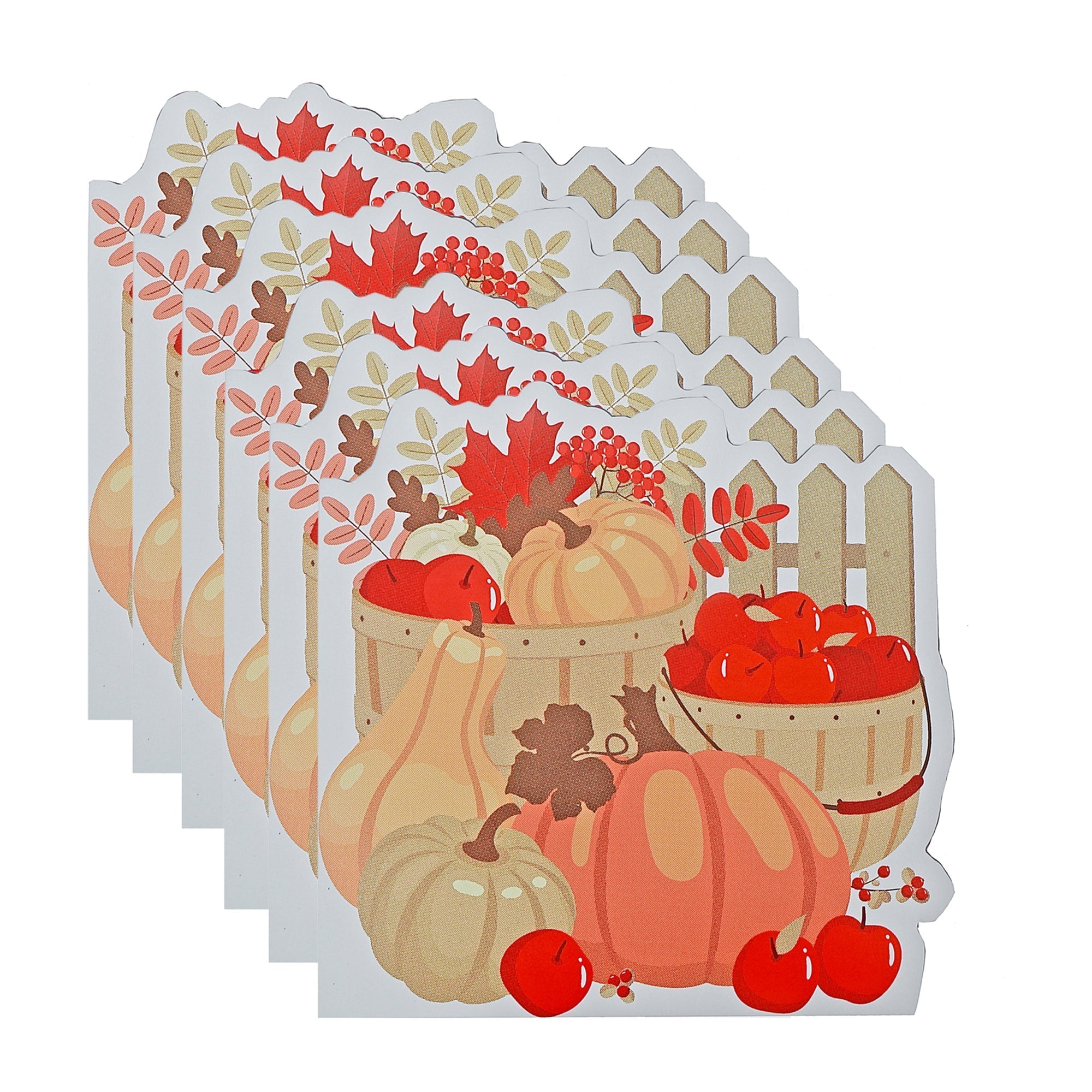 12 Pack 3-Ply Shaped Napkin Pumpkin Apples Set of 6 – Fall/Autumn Table Decor, Thanksgiving Dining Accent, Seasonal Napkins